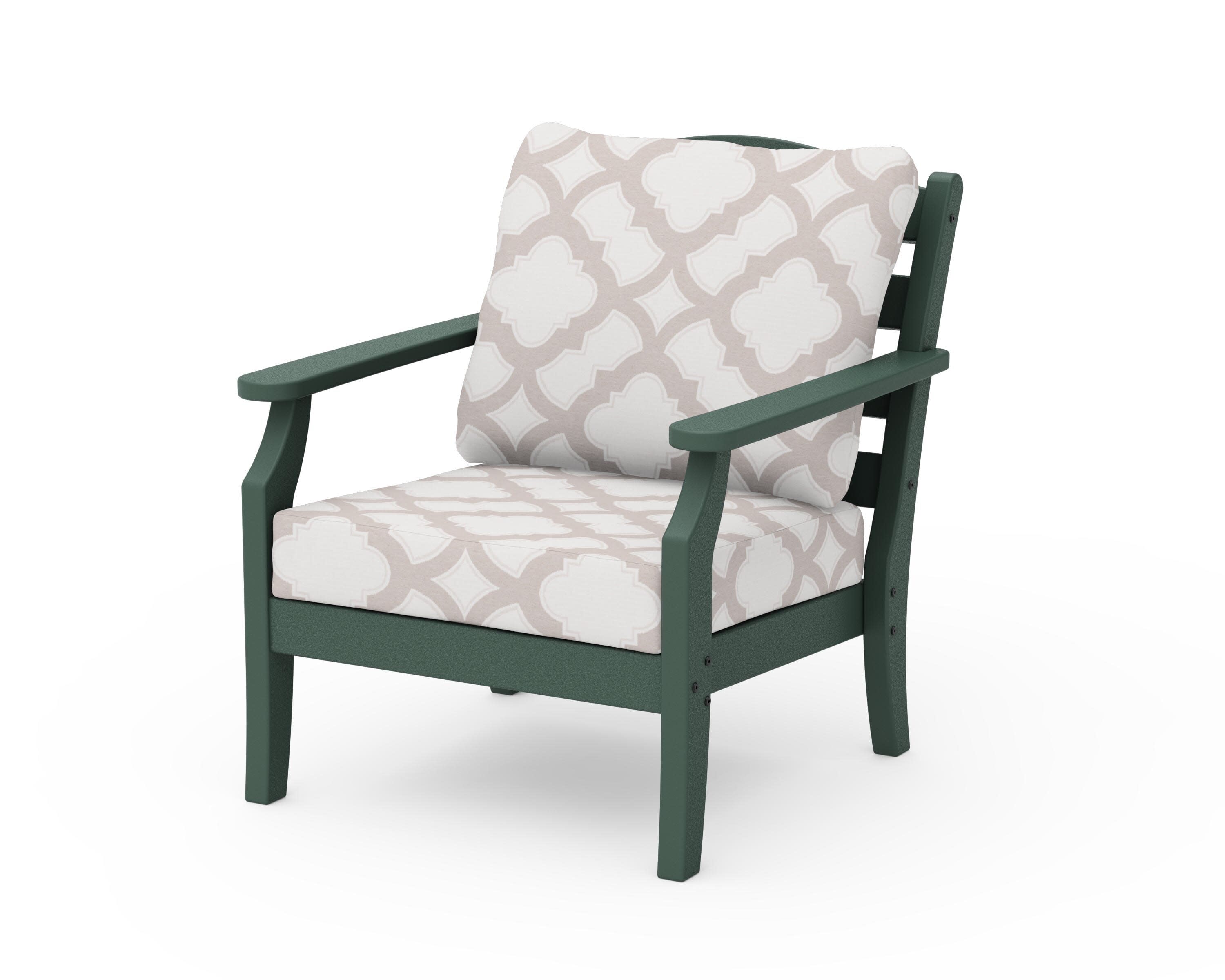 Savannah Deep Seating Chair in Green / Trellis Dune Burlap