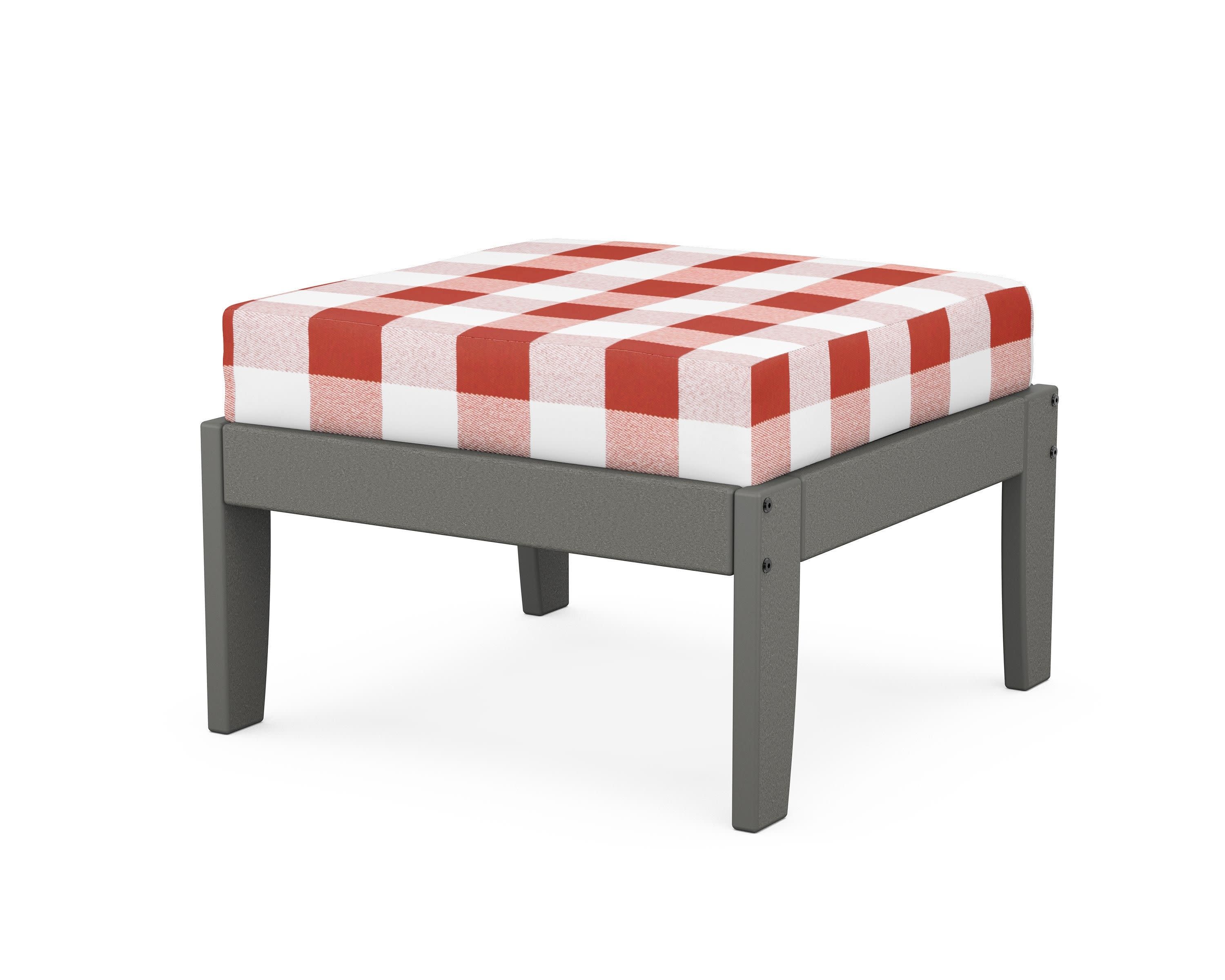 Modular Ottoman - Classic in Slate Grey / Buffalo Plaid Crimson