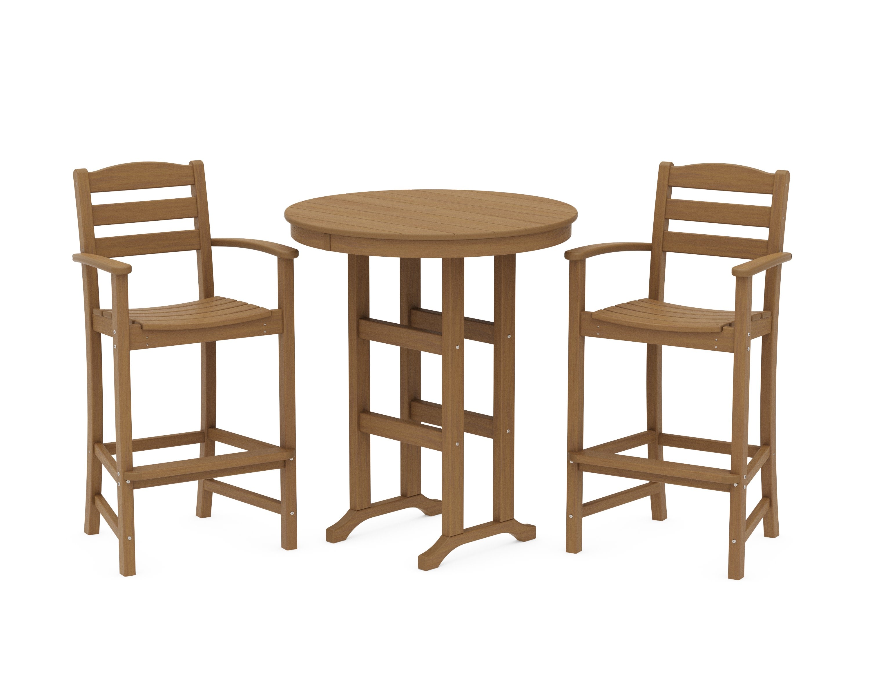 La Casa Caf 3-Piece Round Farmhouse Bar Set in Natural