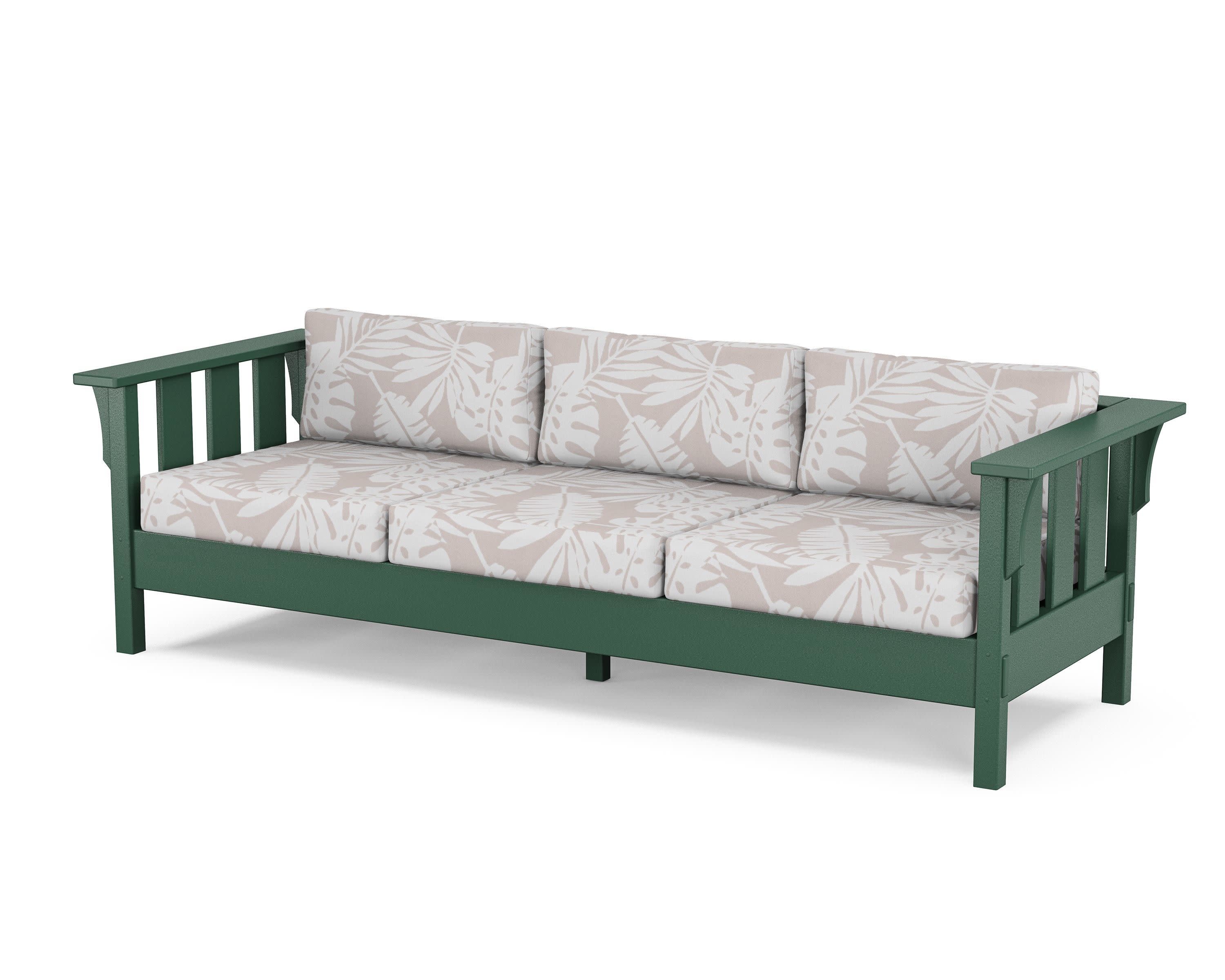 Acadia Deep Seating Sofa in Green / Leaf Dune Burlap