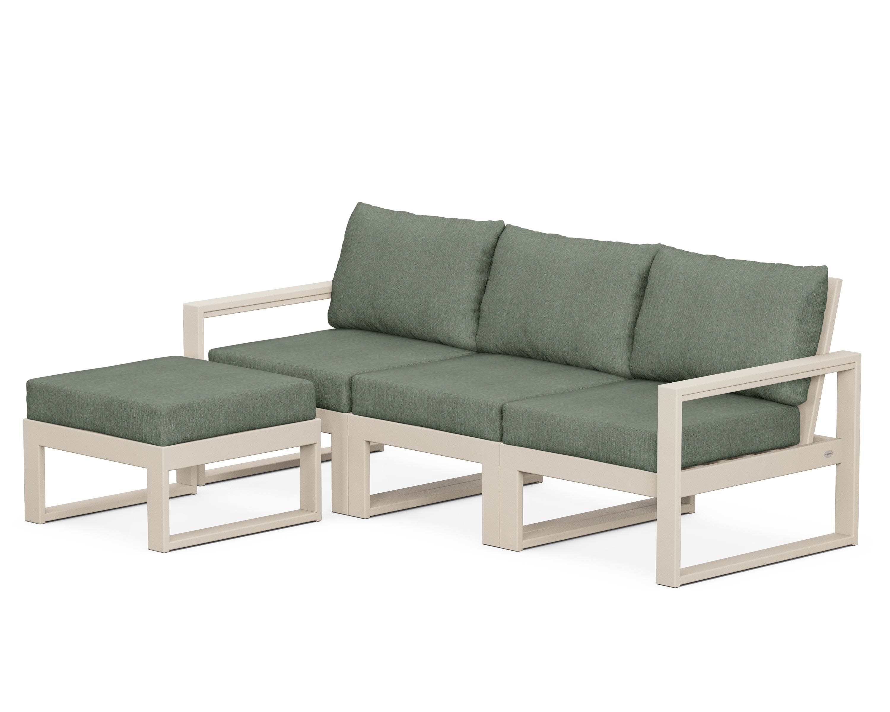 EDGE 4-Piece Modular Deep Seating Set with Ottoman in Sand / Cast Sage