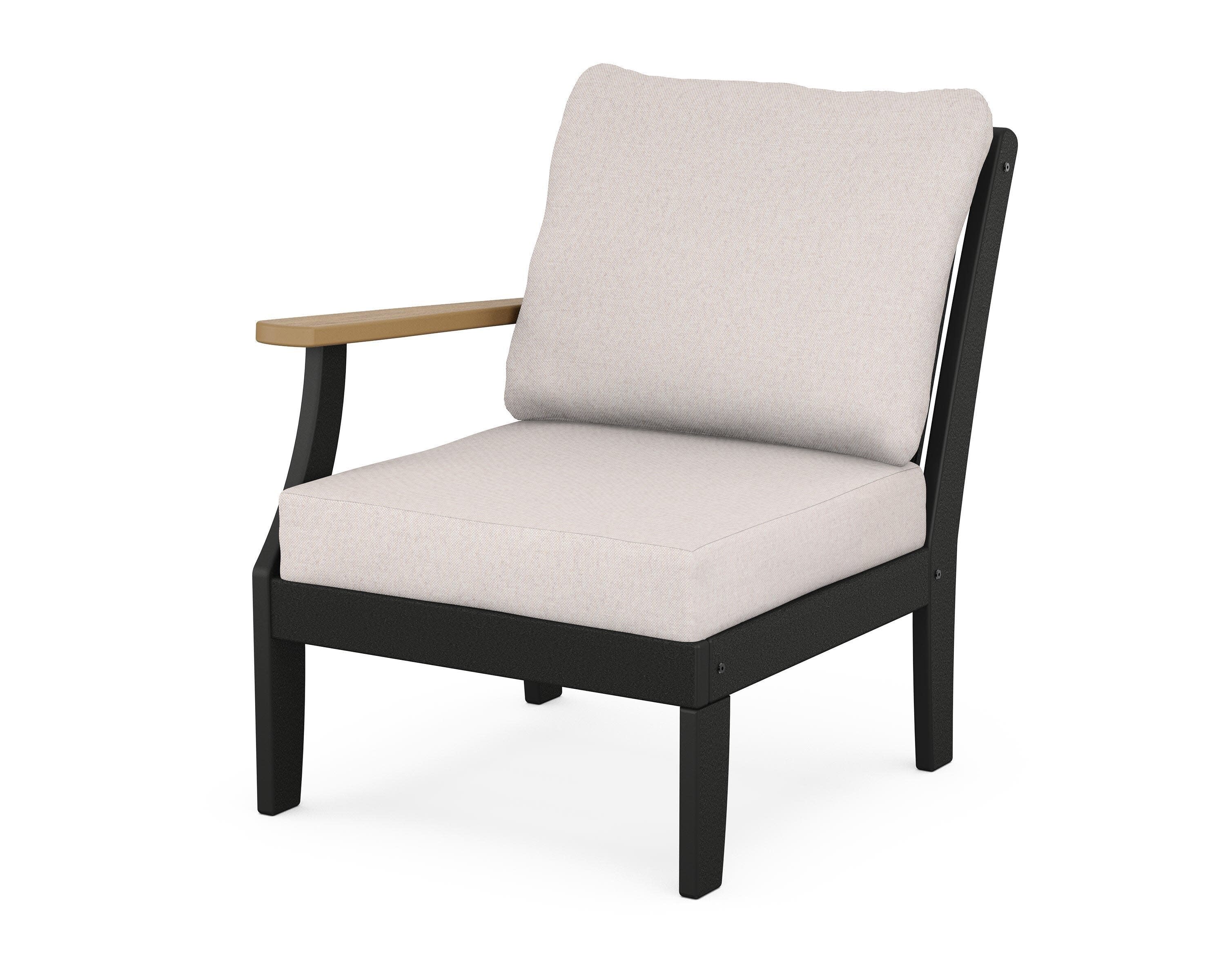 Braxton Modular Left Arm Chair in Black / Natural / Dune Burlap