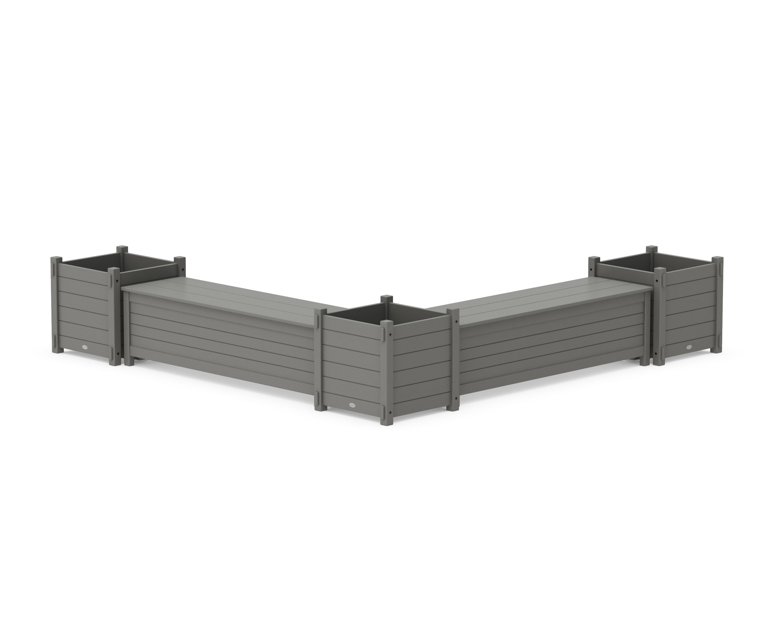 60" Nautical L- Shaped Planter Storage Bench Corner Set- Large in Slate Grey