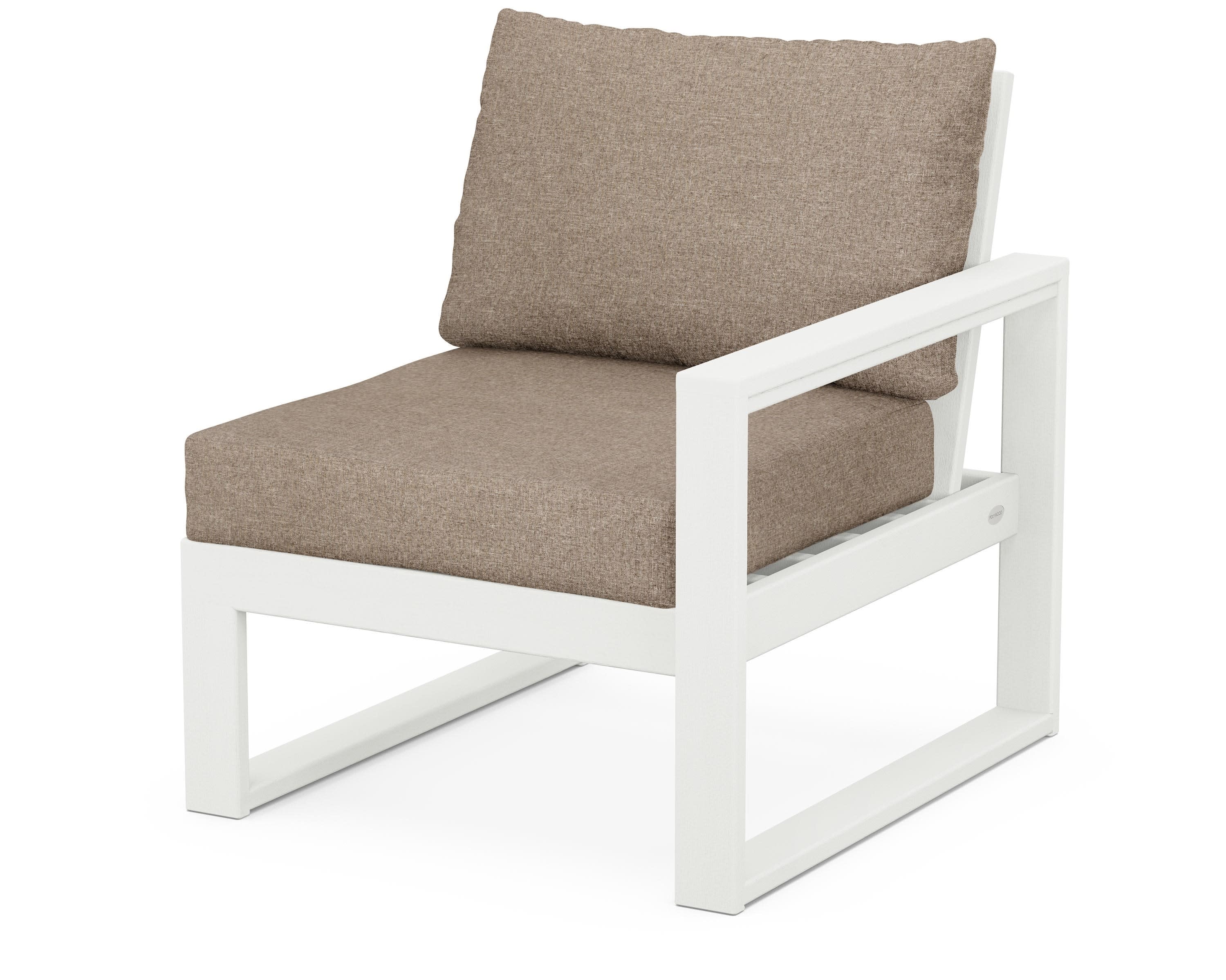 EDGE Modular Right Arm Chair in Vintage White / Spiced Burlap