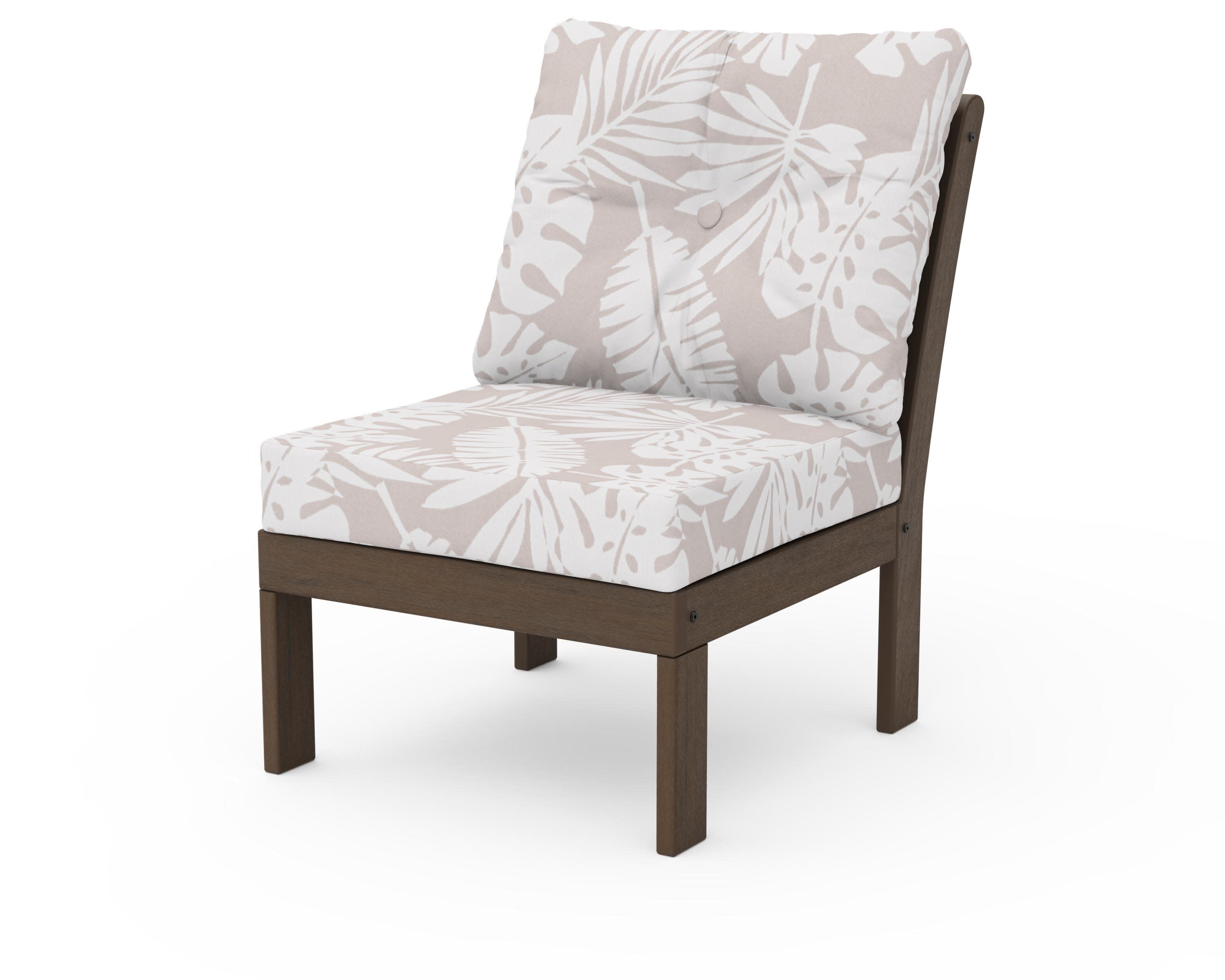 Vineyard Modular Armless Chair in Kona / Leaf Dune Burlap
