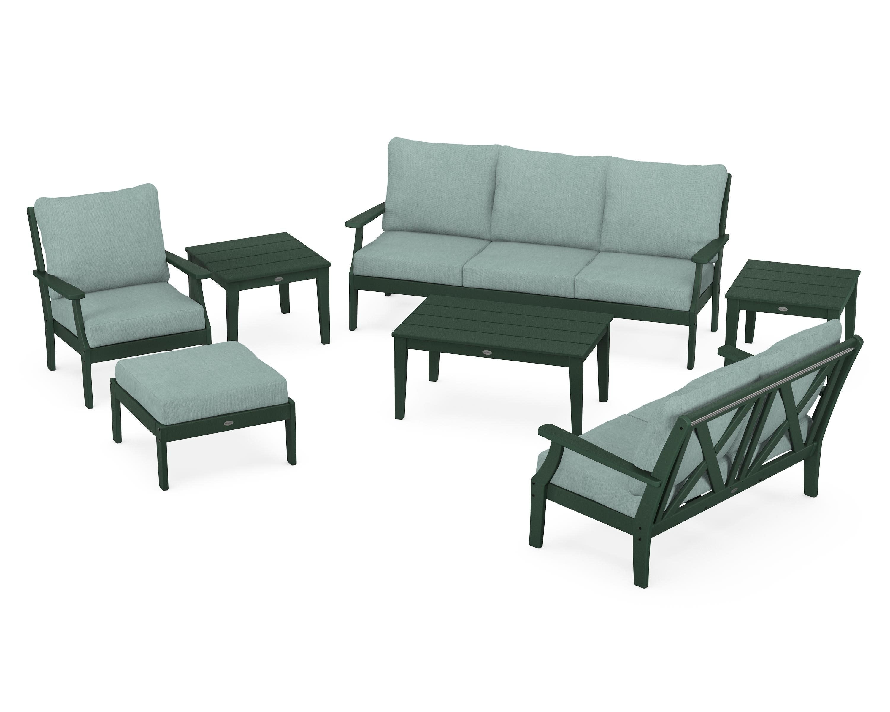 Braxton 7-Piece Deep Seating Set in Green / Glacier Spa