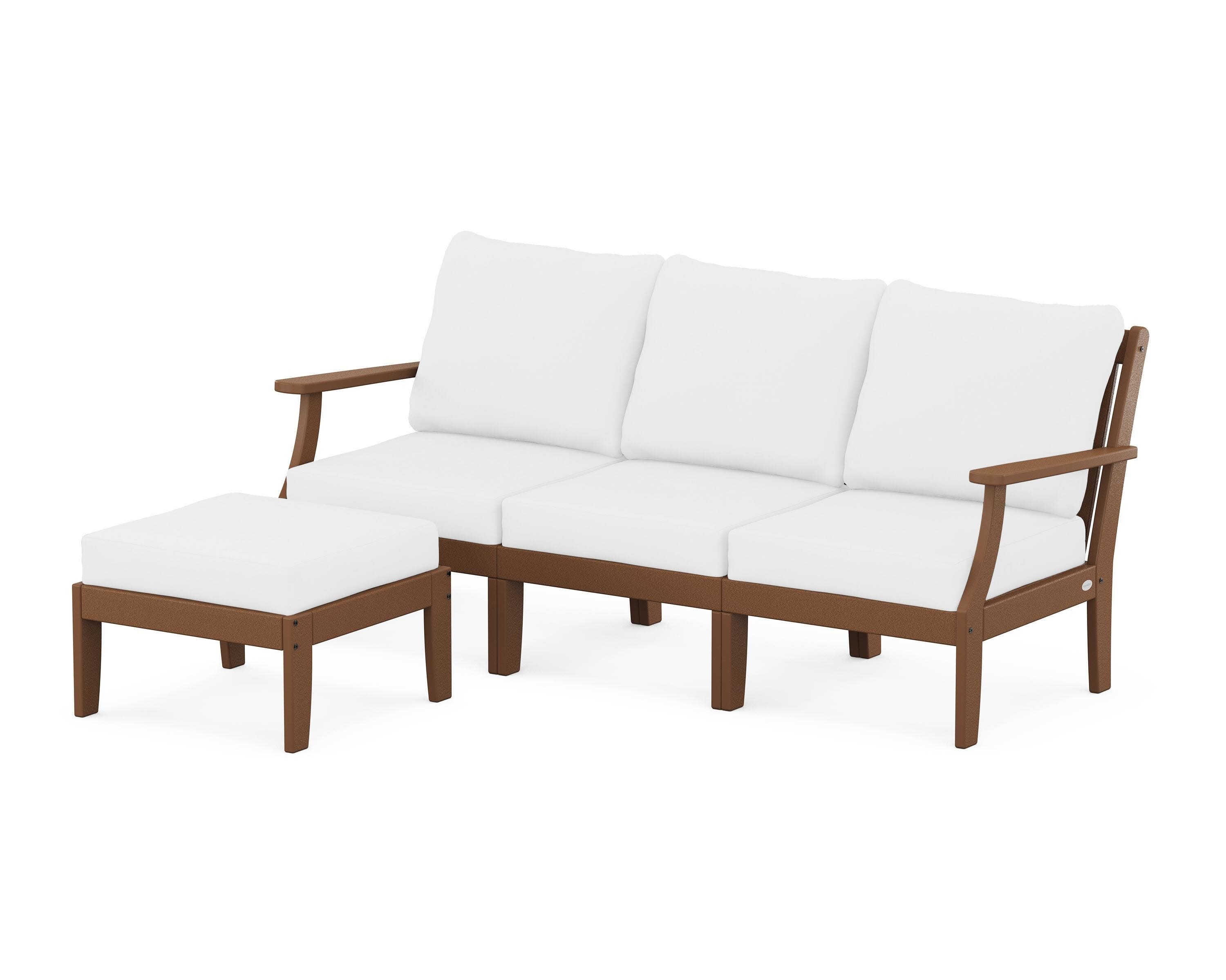 Braxton Modular 4-Piece Deep Seating Set with Ottoman in Teak / Natural