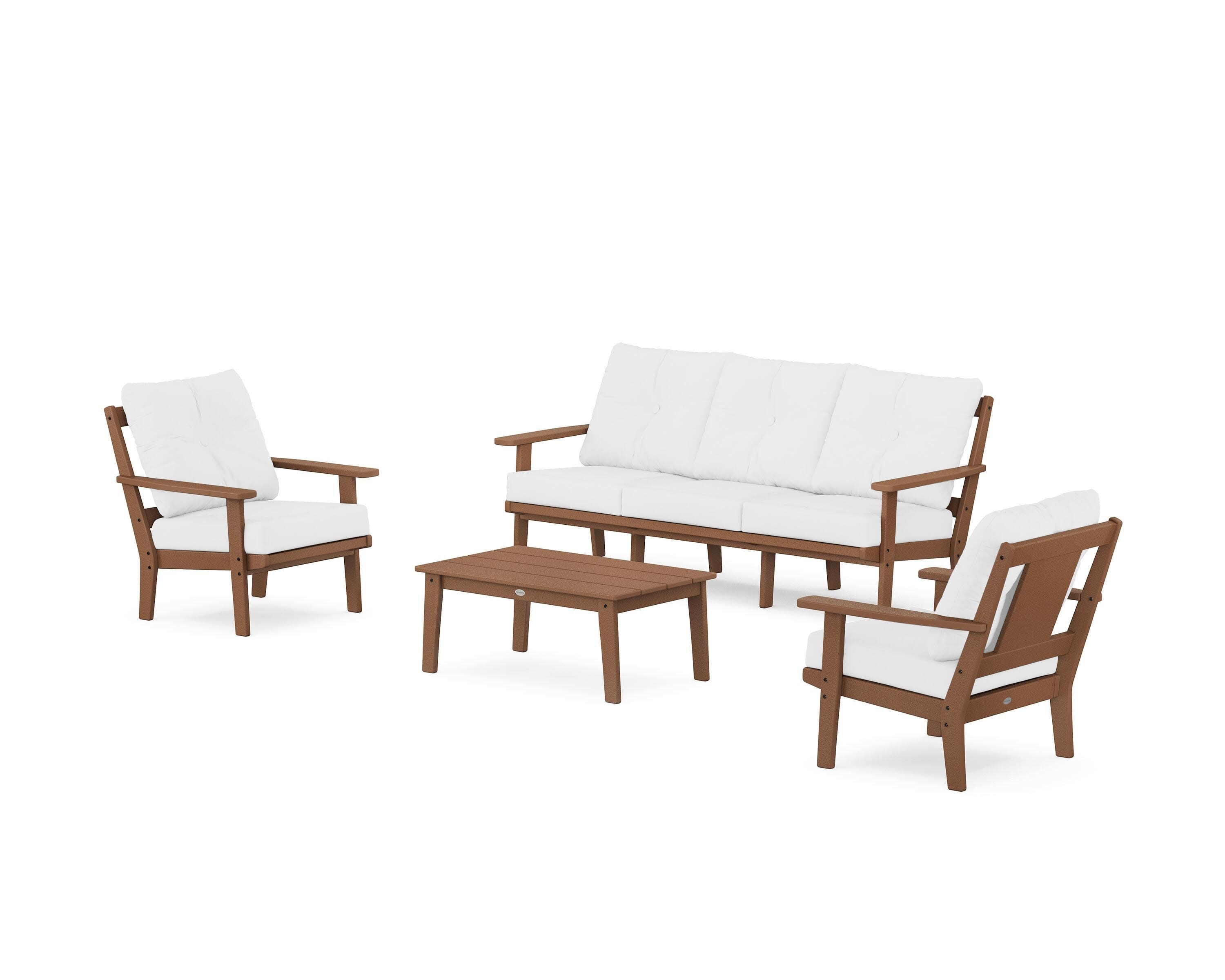Prairie 4-Piece Deep Seating Set with Sofa in Teak / Natural