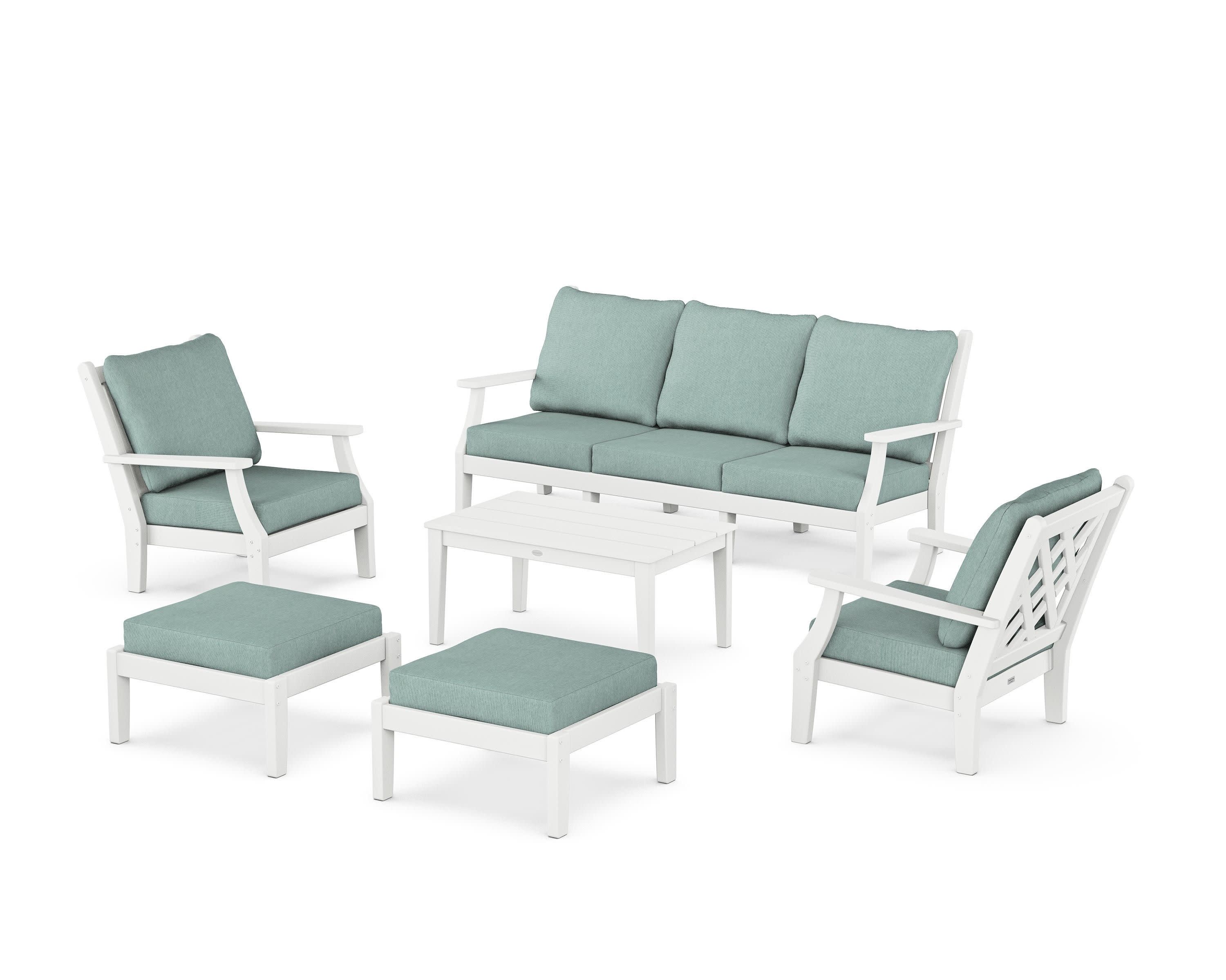 Wovendale 6-Piece Lounge Sofa Set in White / Glacier Spa