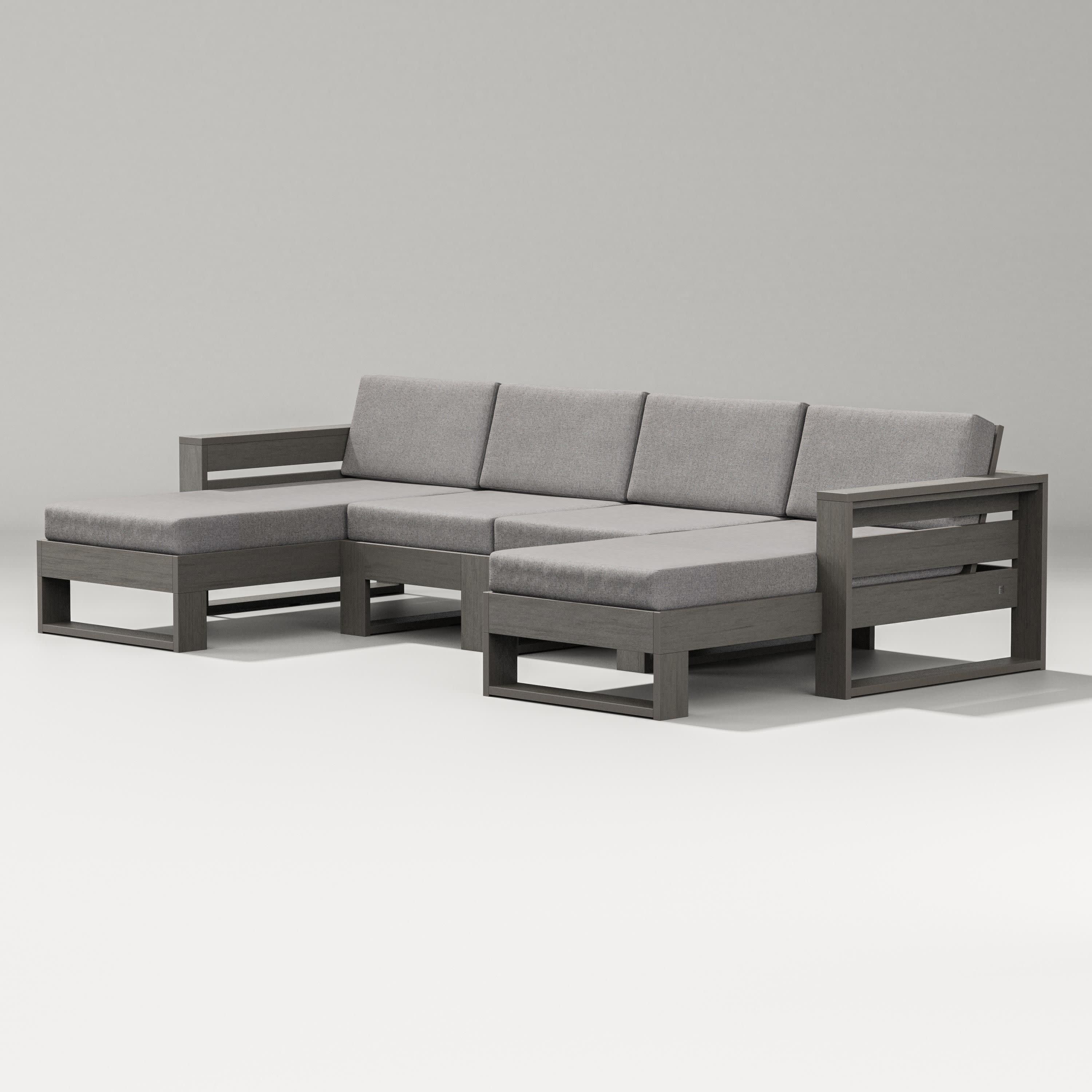 Latitude Double Chaise Sectional in Driftwood / Grey Mist