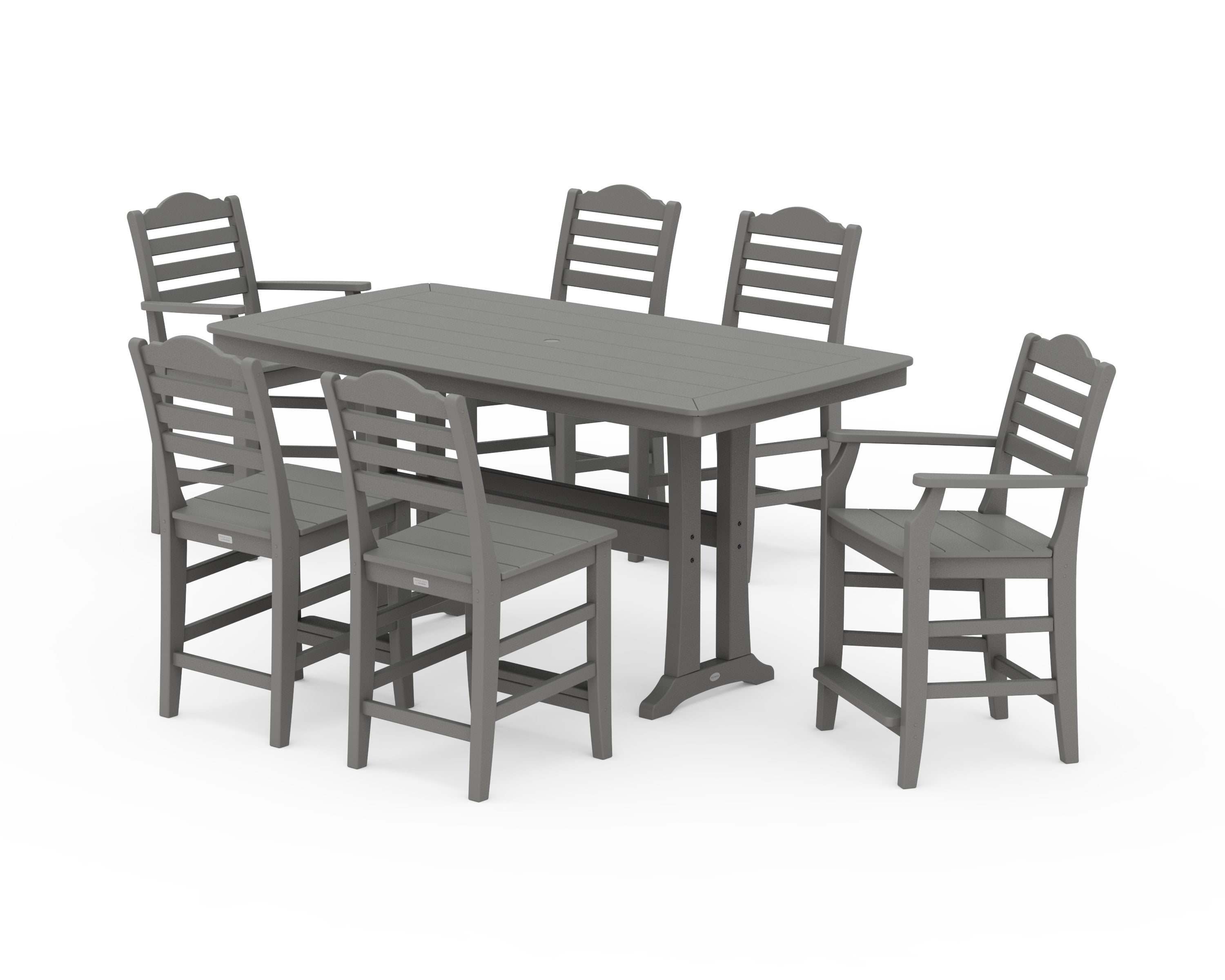 Savannah 7-Piece Counter Set with Trestle Legs in Slate Grey