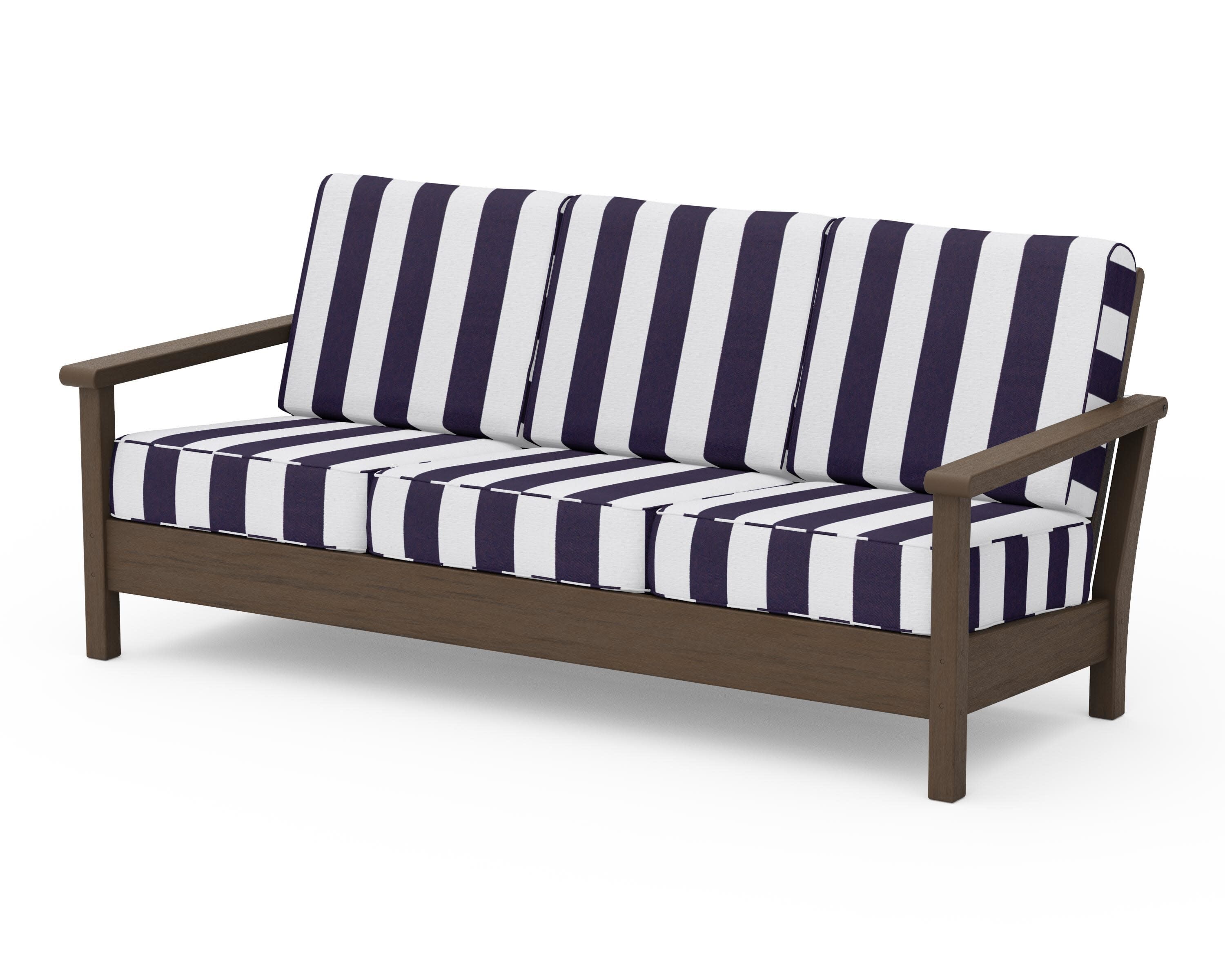 Harbour Deep Seating Sofa in Kona / Cabana Stripe Navy