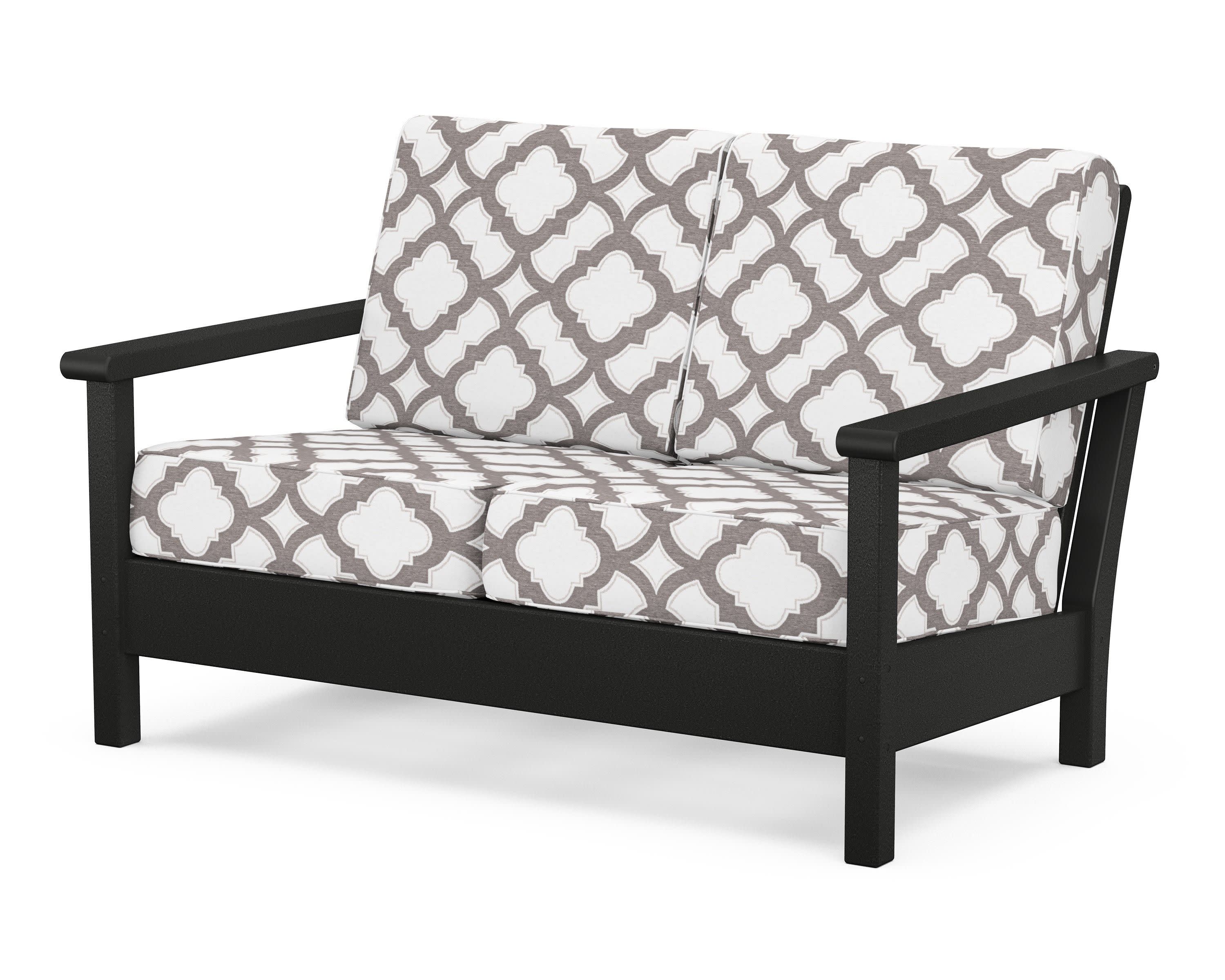 Harbour Deep Seating Loveseat in Black / Trellis Grey Mist