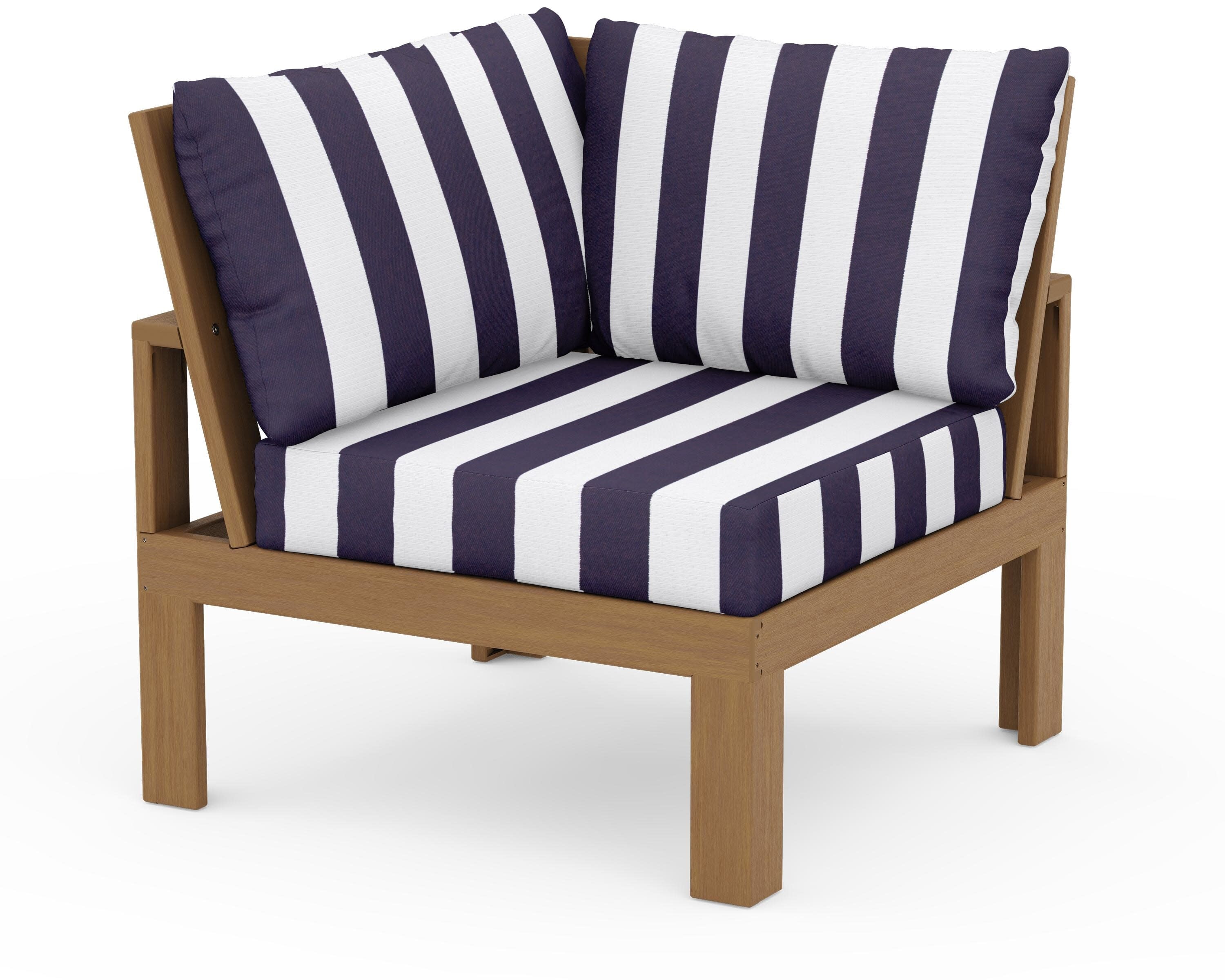 Modular Corner Chair in Natural / Cabana Stripe Navy