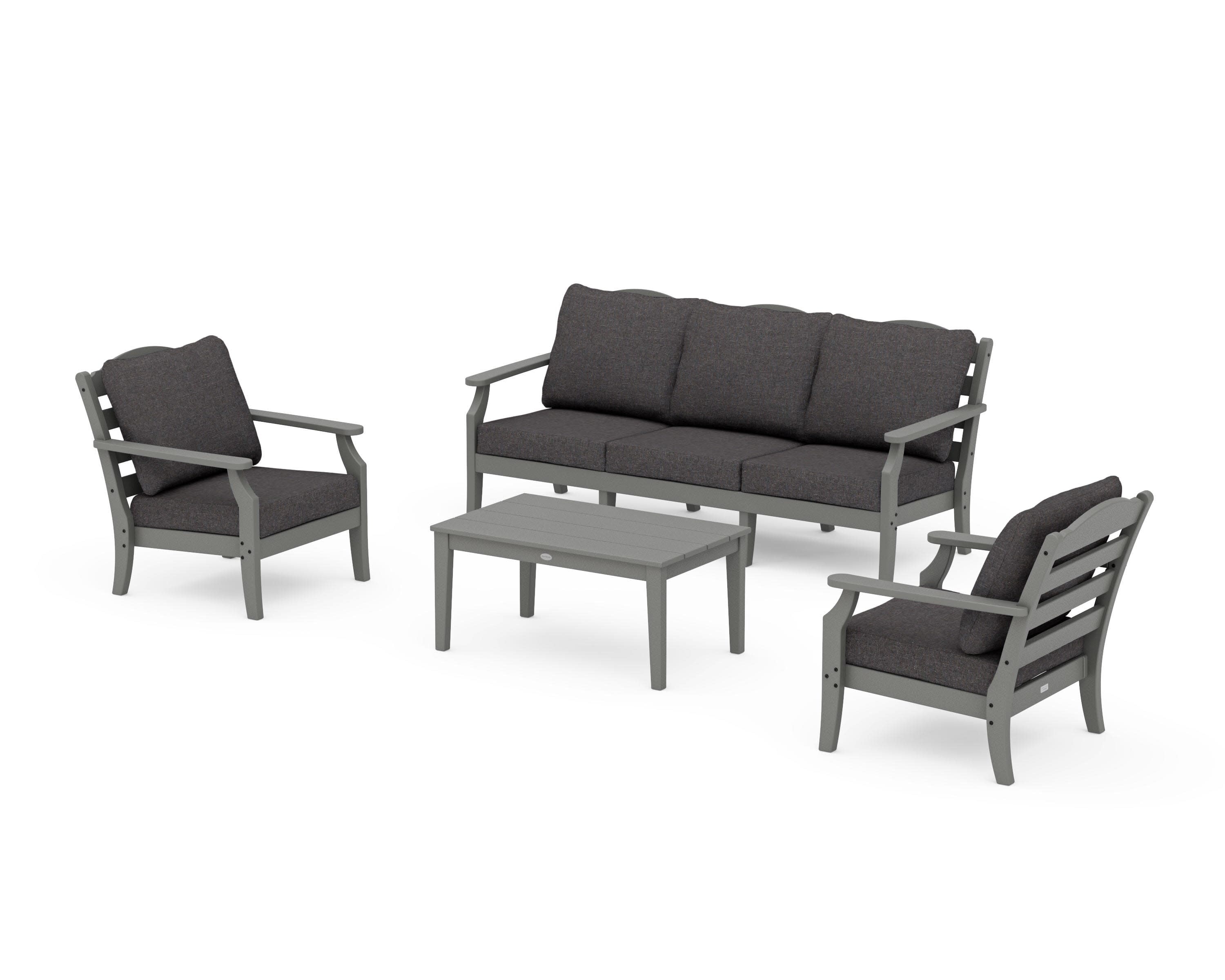Savannah 4-Piece Deep Seating Set with Sofa in Slate Grey / Ash Charcoal