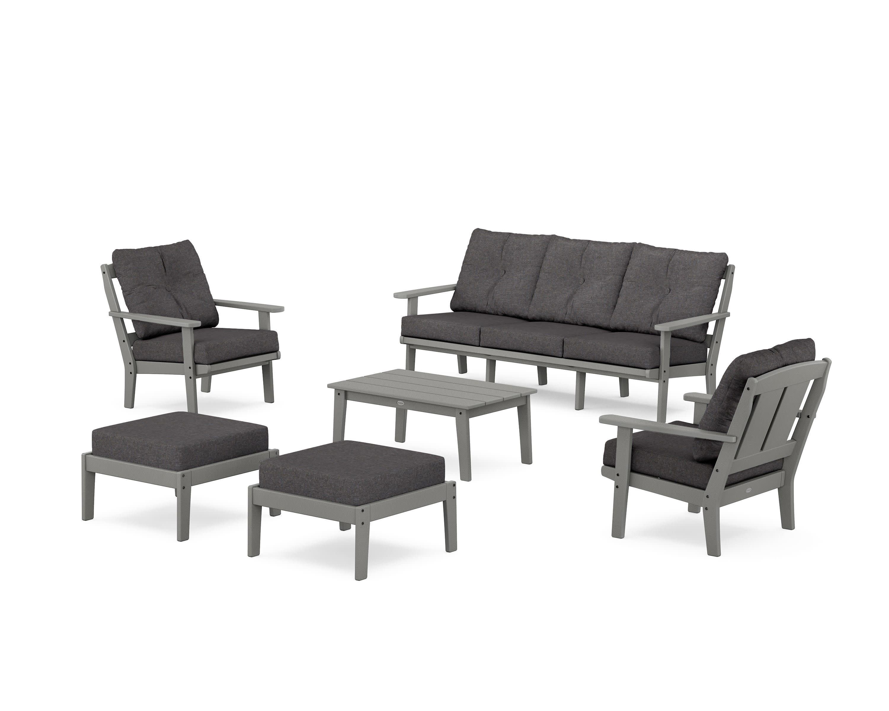 Mission 6-Piece Lounge Sofa Set in Slate Grey / Ash Charcoal