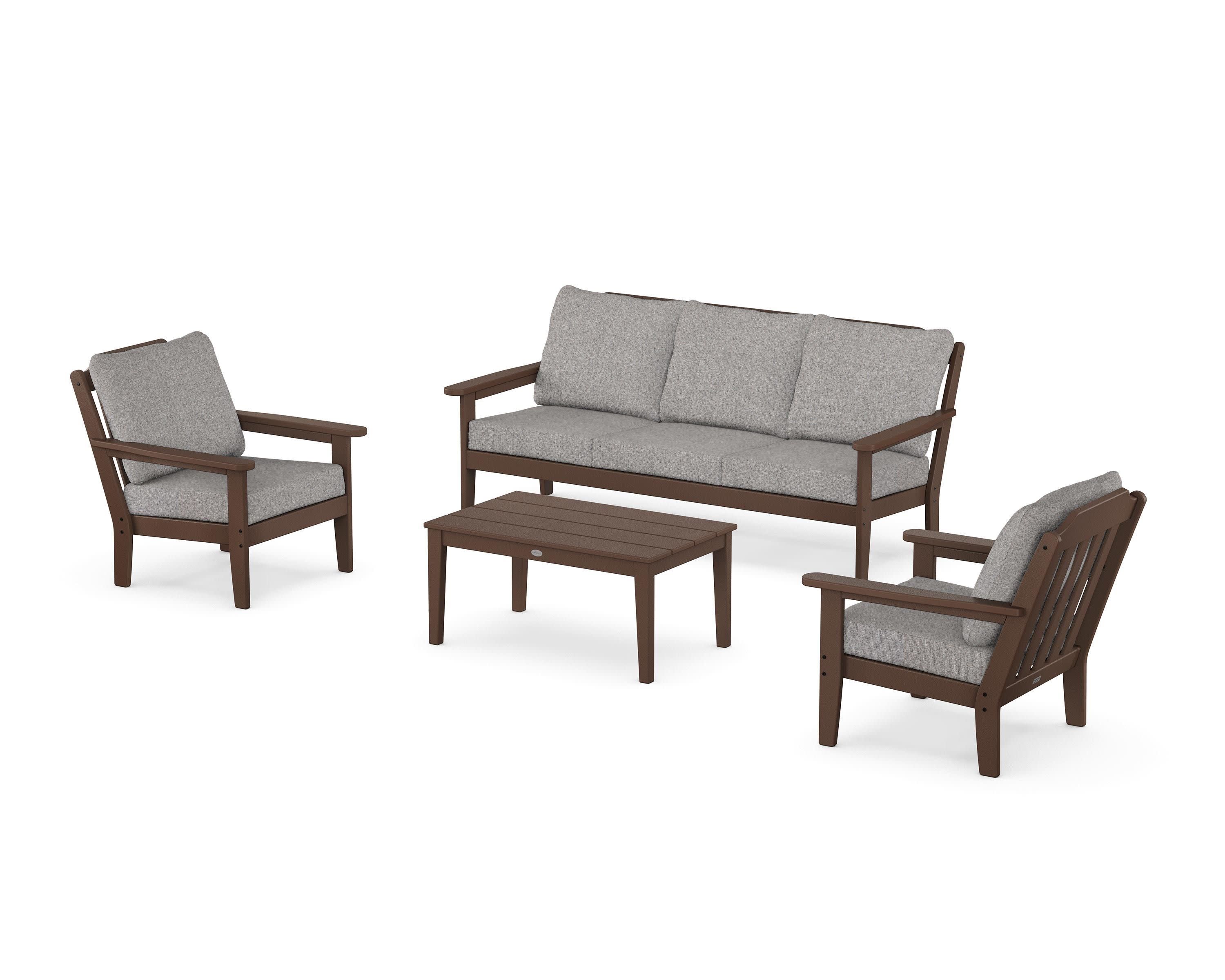 Cottage 4-Piece Deep Seating Set with Sofa in Mahogany / Grey Mist