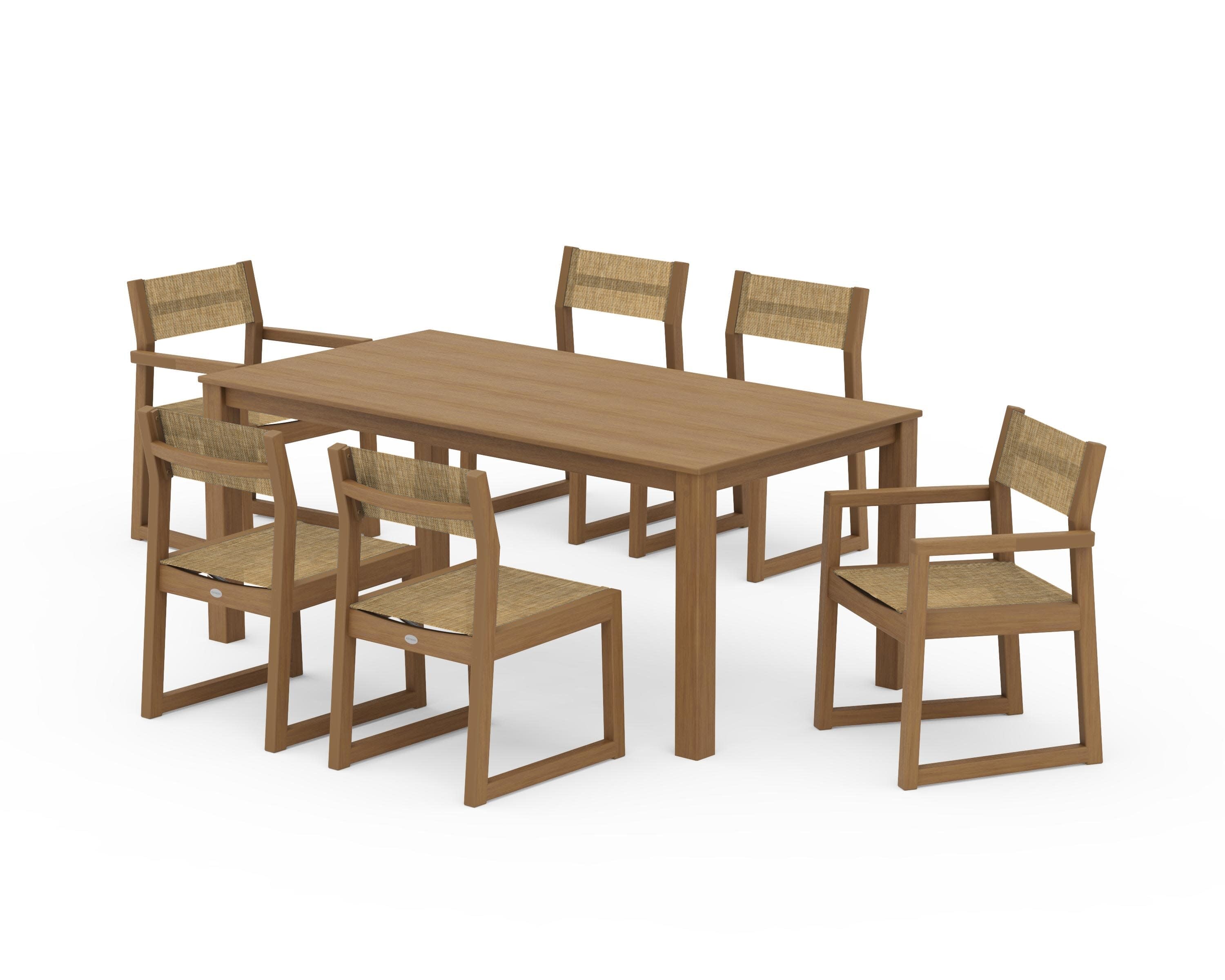 EDGE Sling 7-Piece Parsons Dining Set in Natural / Burlap Sling