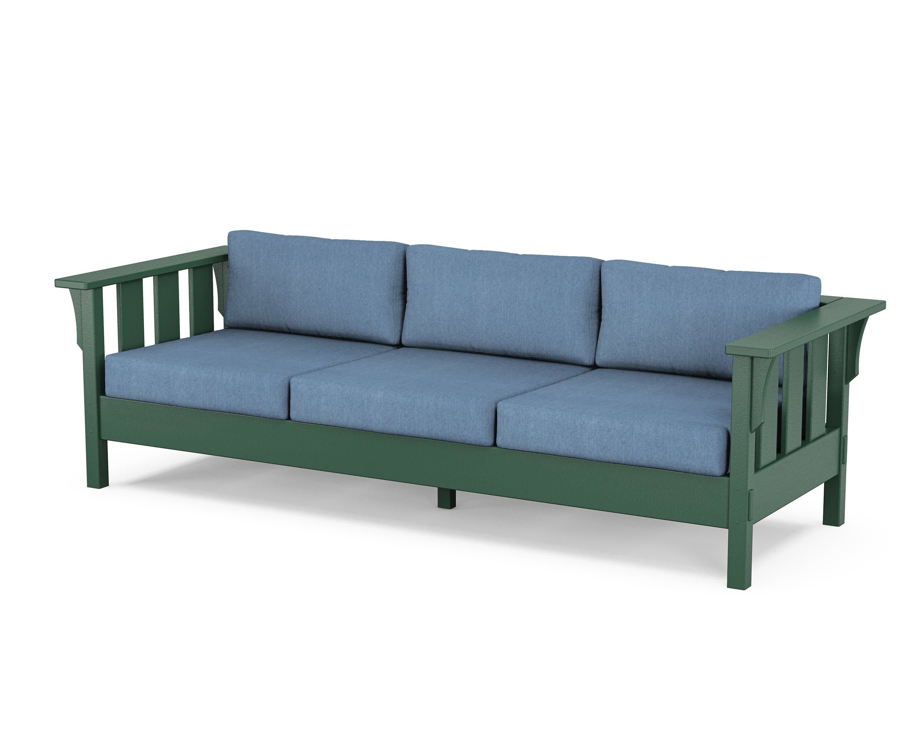 Acadia Deep Seating Sofa in Green / Sky Blue