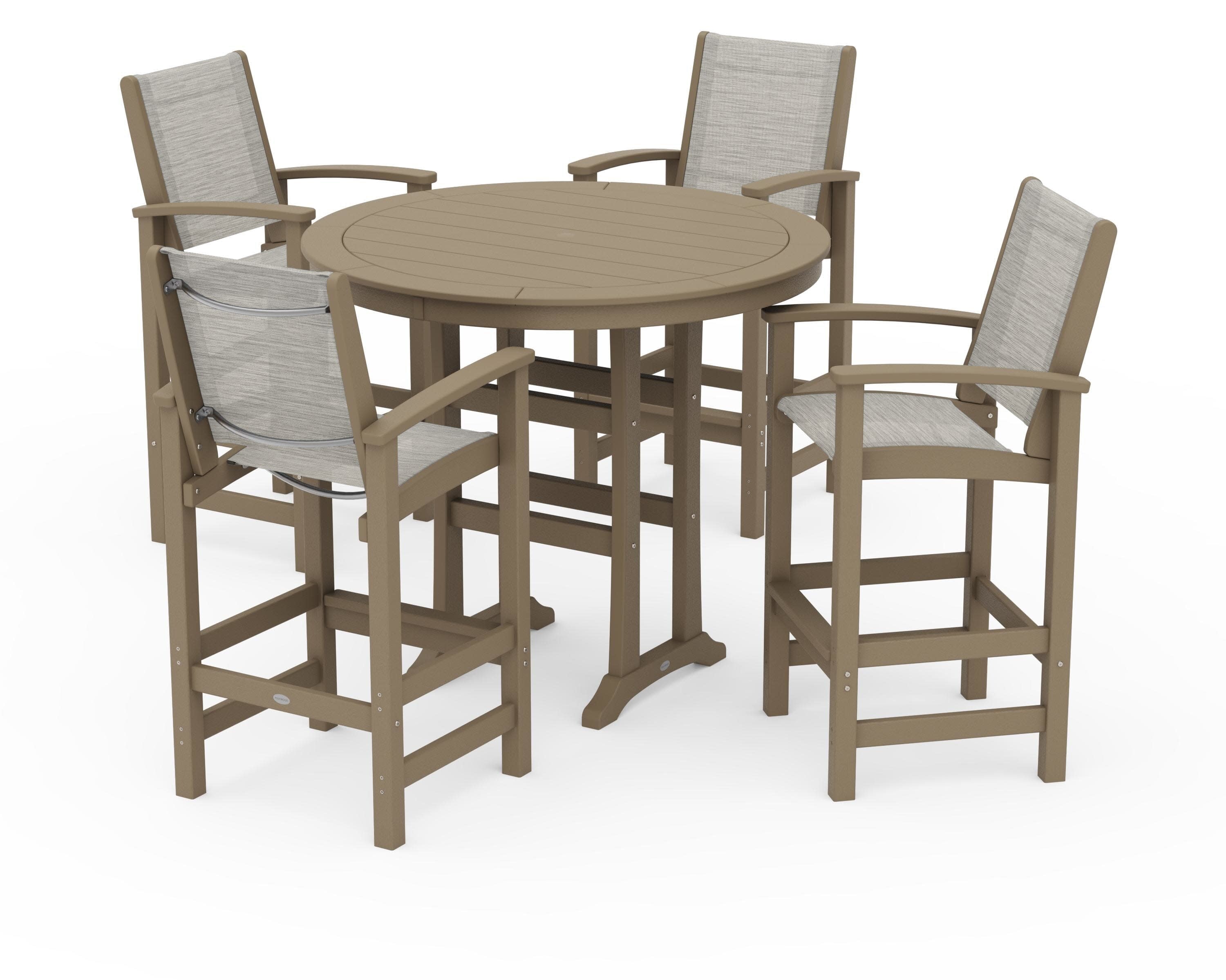 Coastal 5-Piece Nautical Trestle Bar Set in Vintage Sahara / Birch Sling