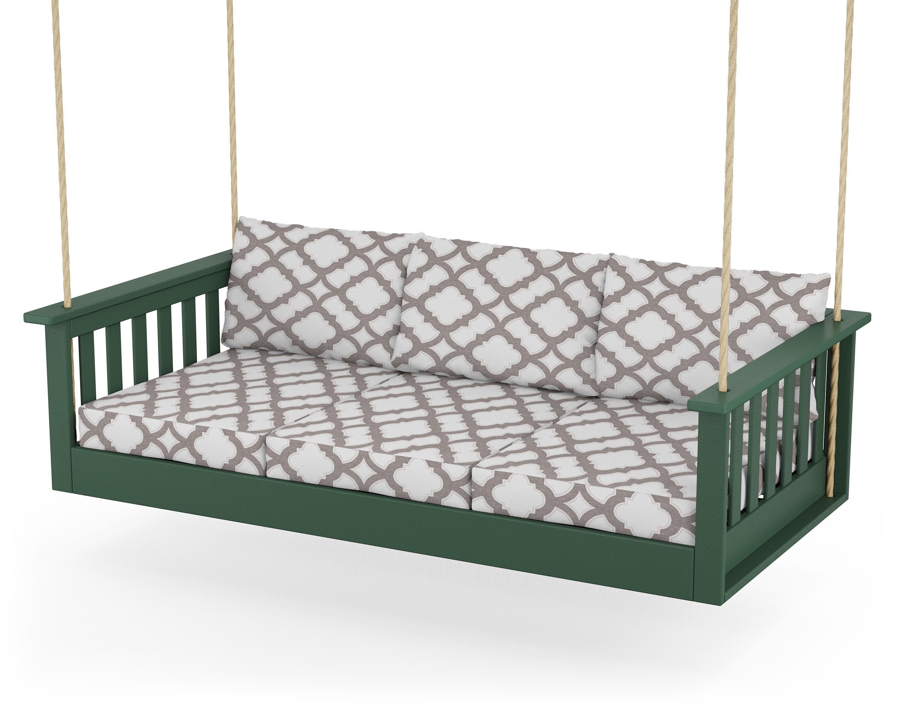 Vineyard Daybed Swing in Green / Trellis Grey Mist