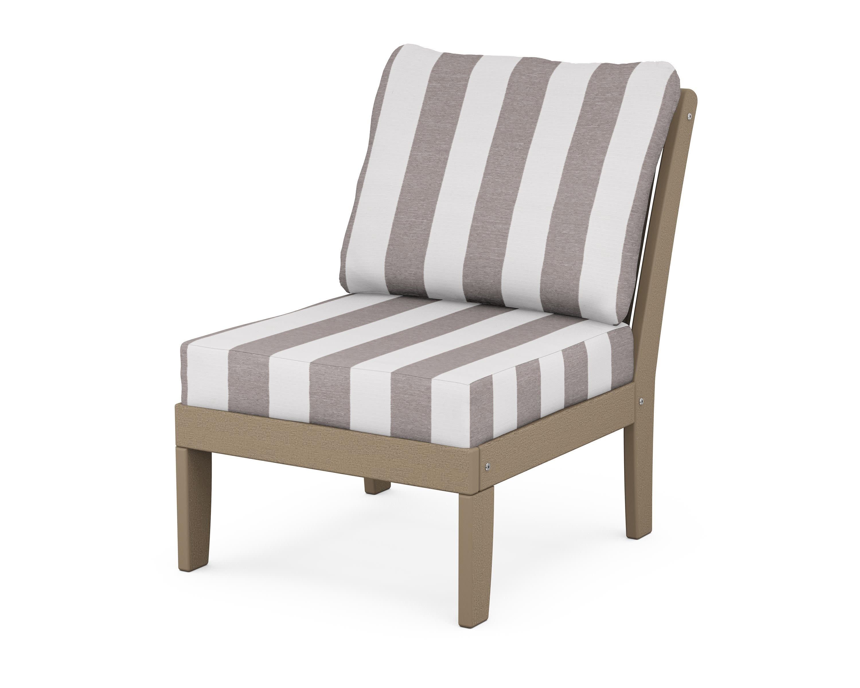 Braxton Modular Armless Chair in Vintage Sahara / Cabana Stripe Grey Mist