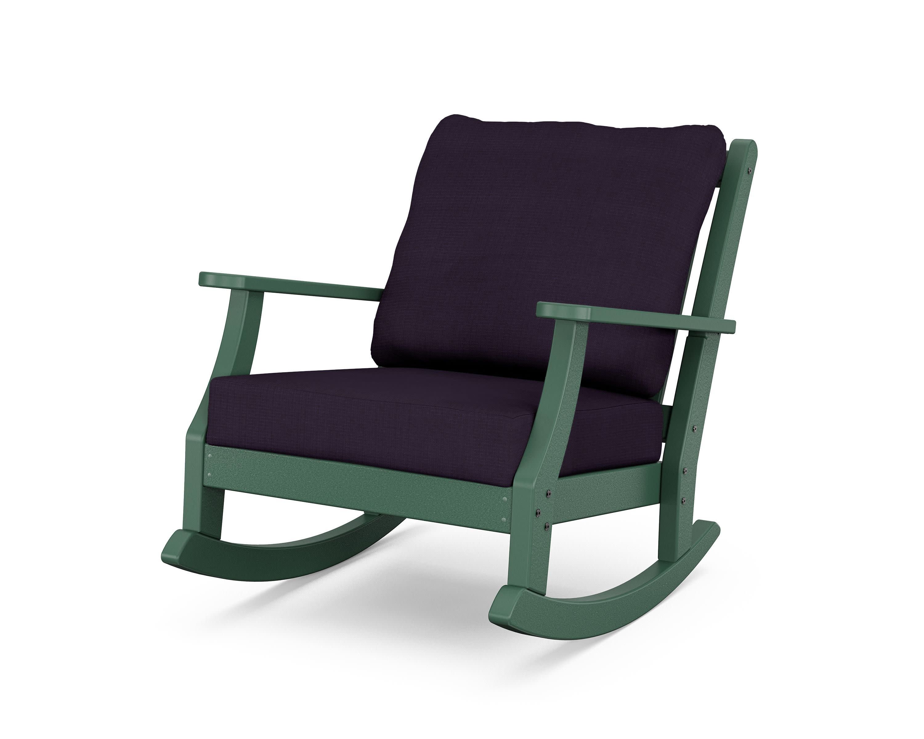 Wovendale Deep Seating Rocking Chair in Green / Navy Linen