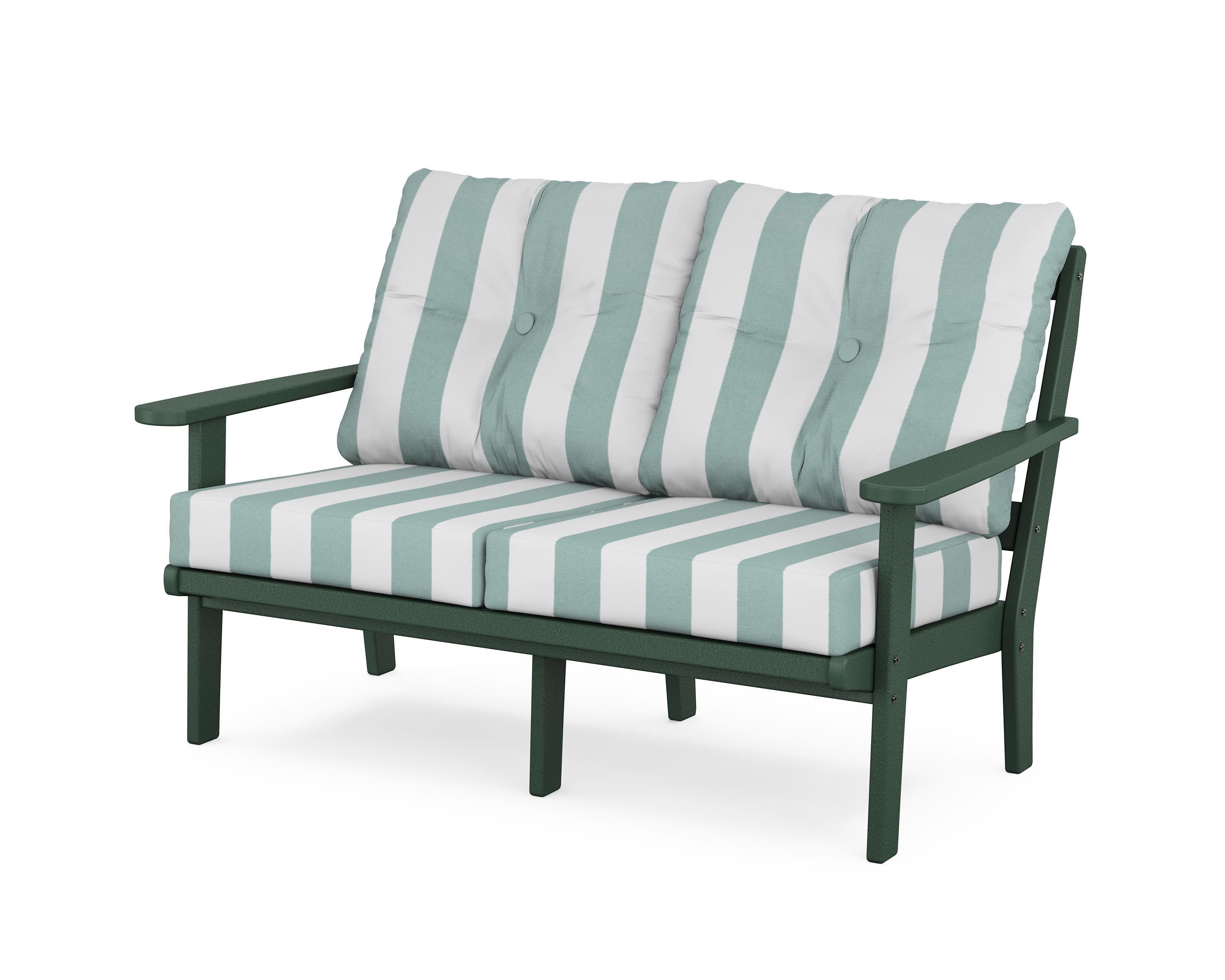 Mission Deep SeatingLoveseat in Green / Cabana Stripe Glacier Spa