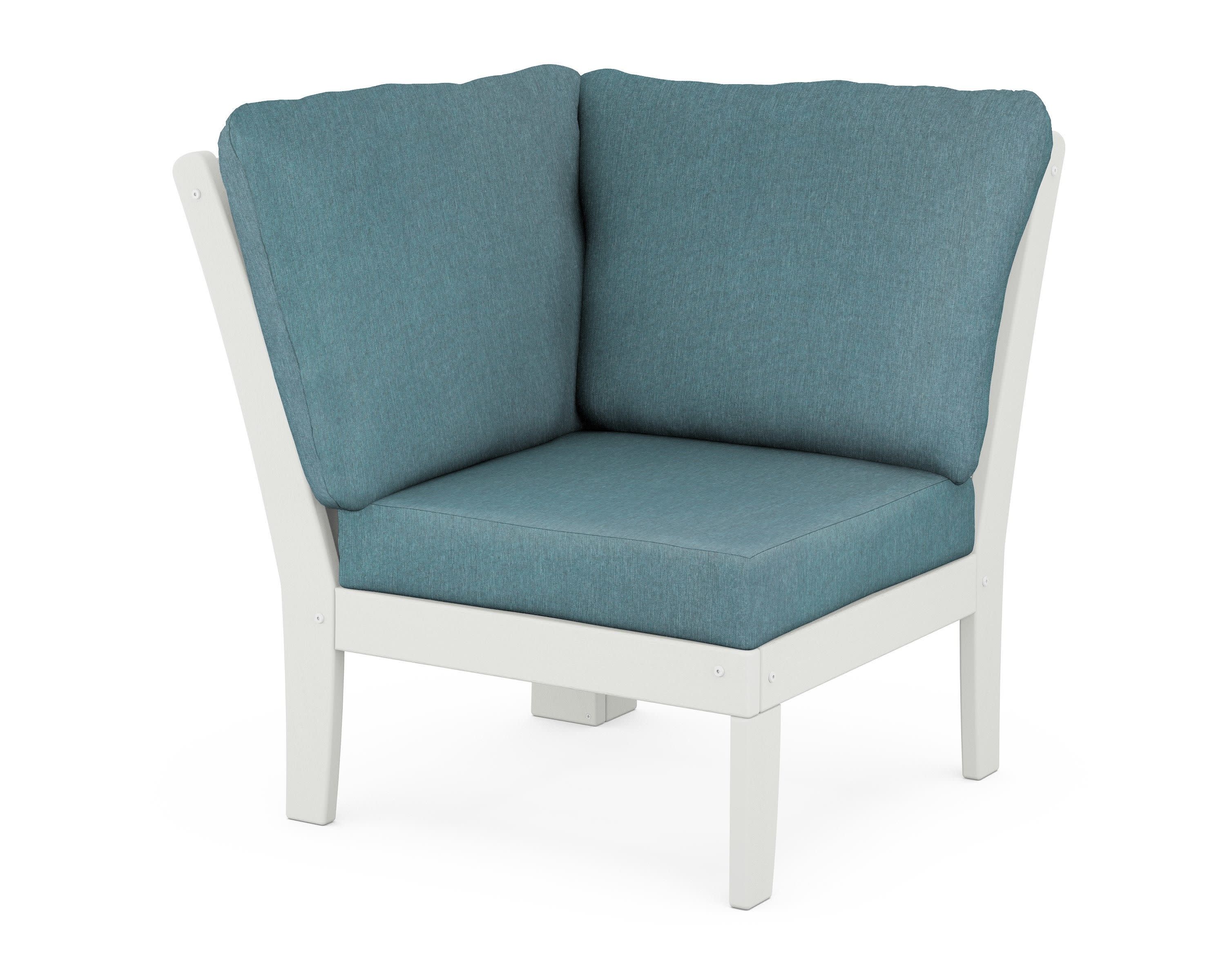Braxton Modular Corner Chair in Vintage White / Ocean Teal