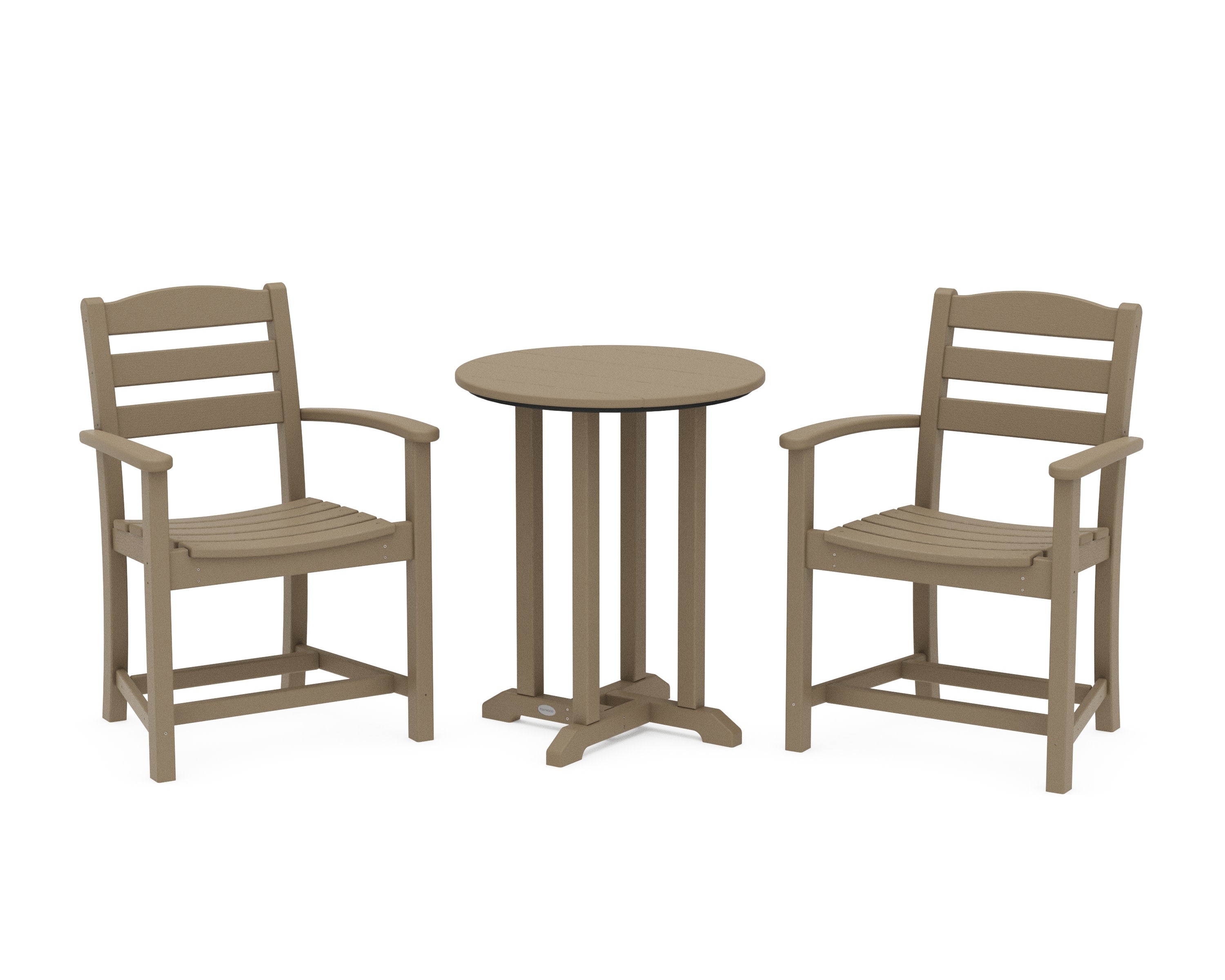 La Casa Caf 3-Piece Round Bistro Dining Set in Vintage Sahara