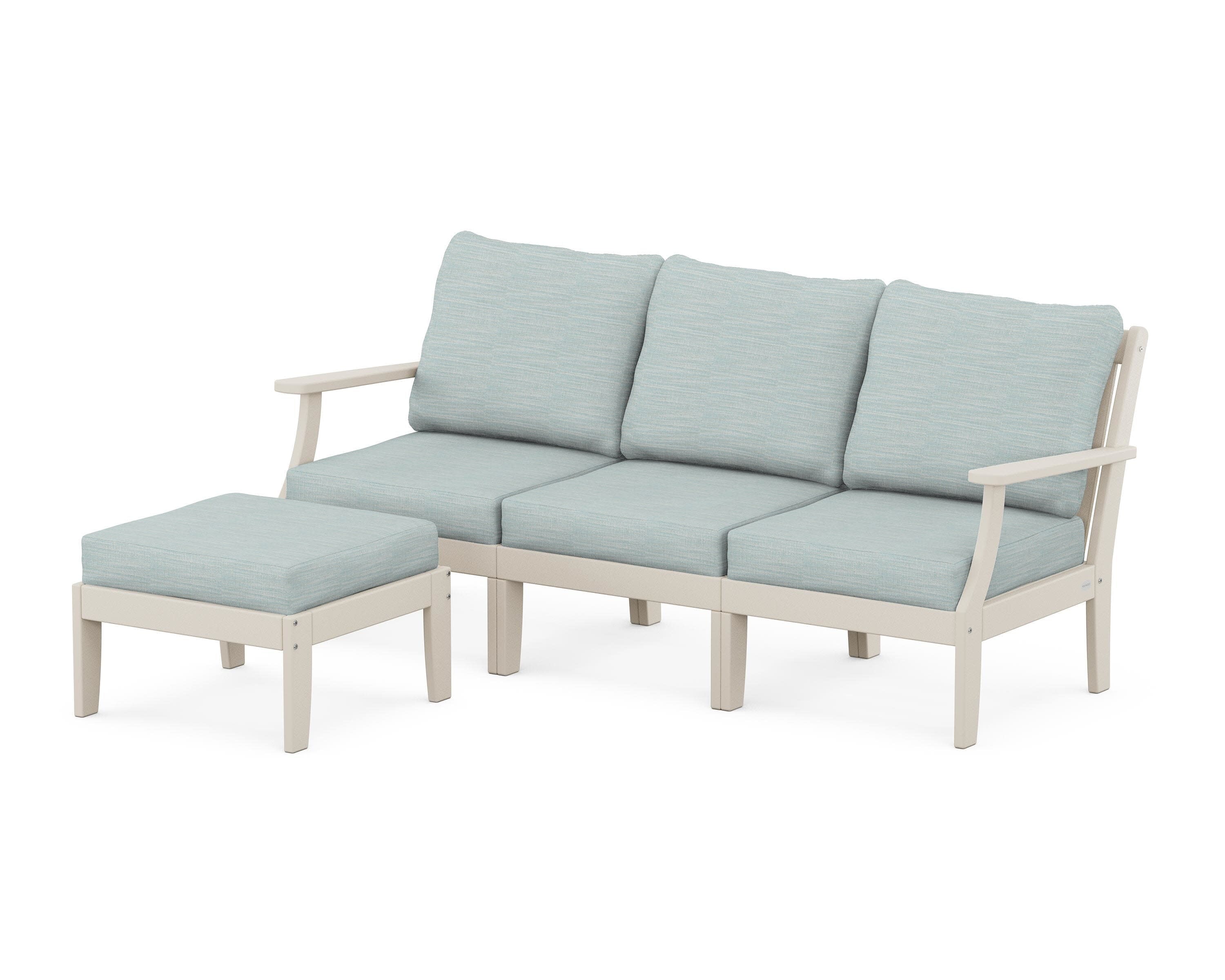 Braxton Modular 4-Piece Deep Seating Set with Ottoman in Sand / Soothe Mist