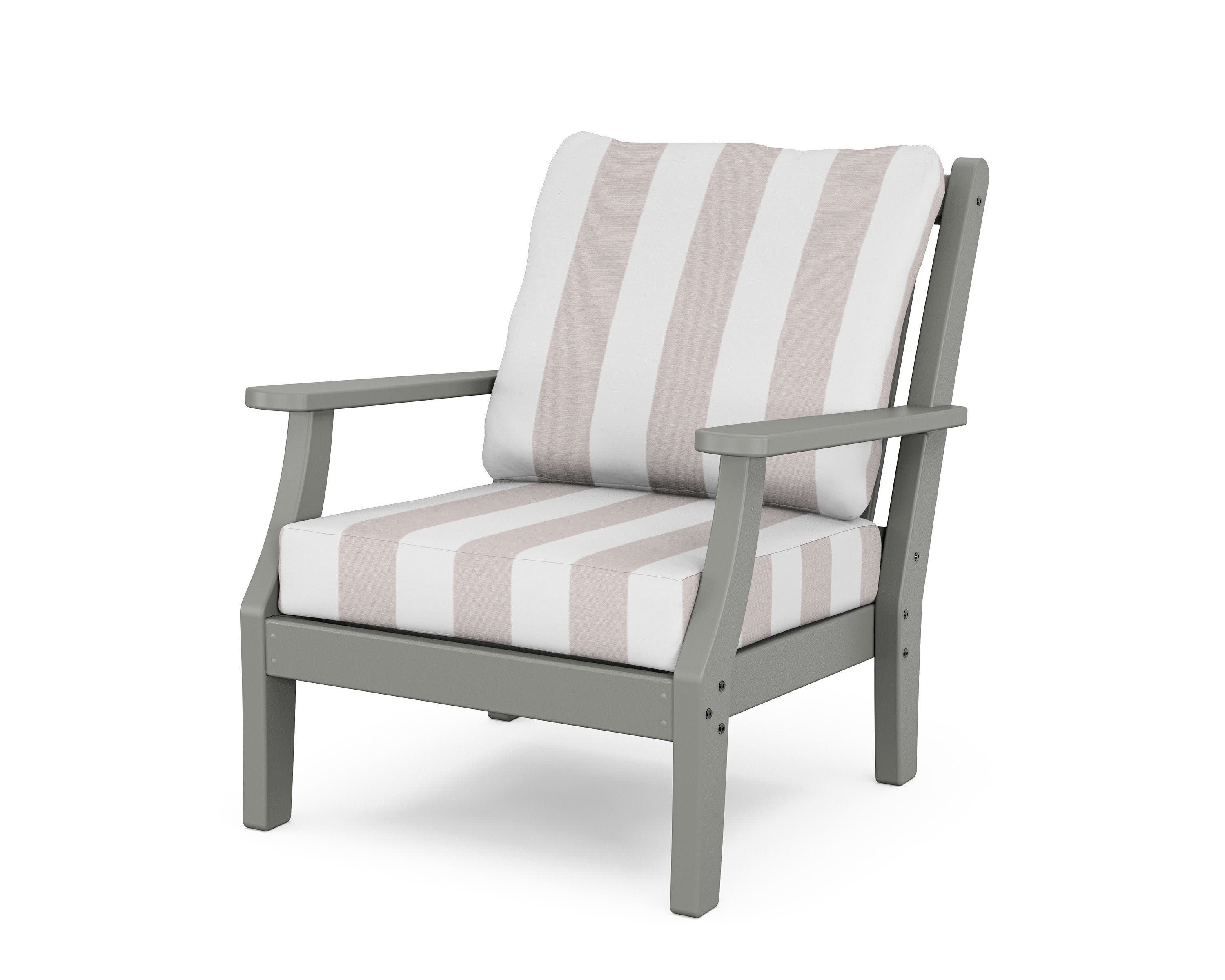 Wovendale Deep Seating Chair in Slate Grey / Cabana Stripe Dune Burlap
