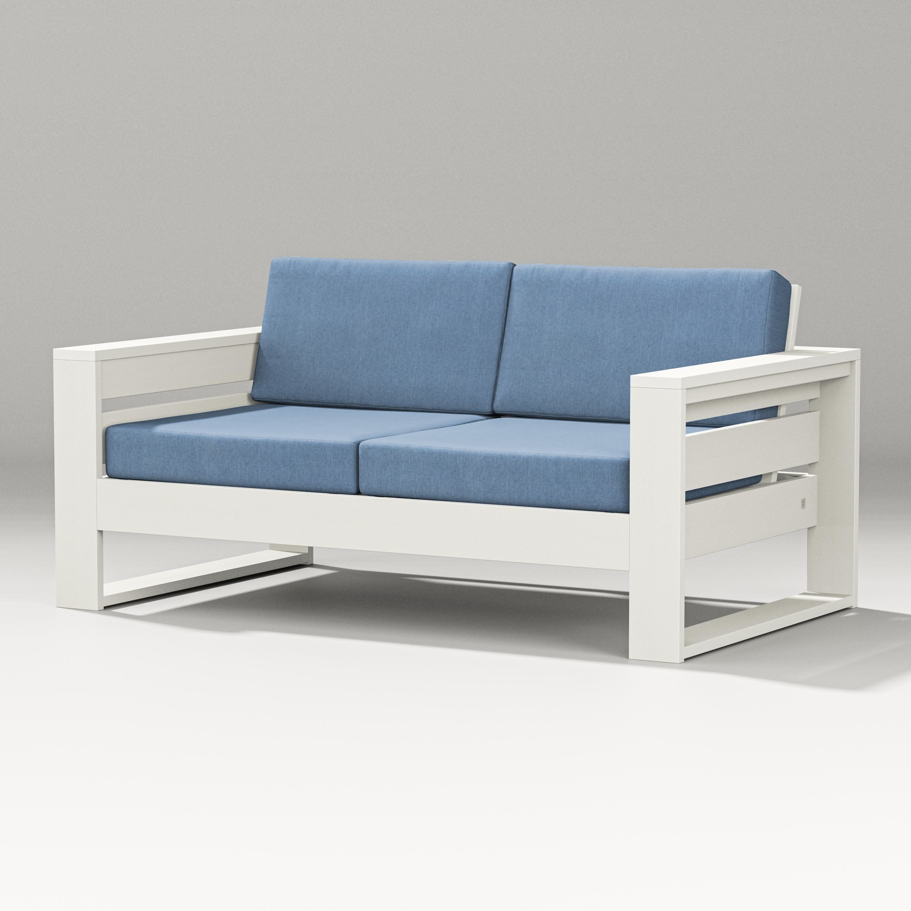 Latitude Loveseat in Vintage White / Sky Blue