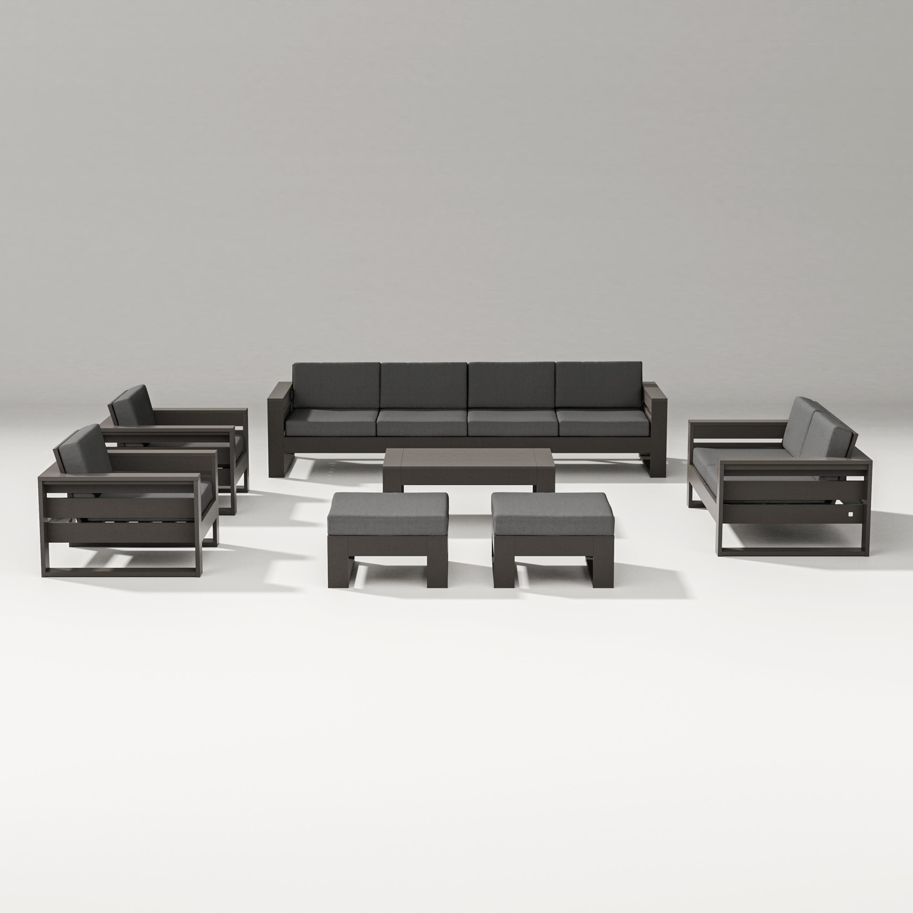 Latitude 8-Piece Lounge Sofa Set in Vintage Coffee / Spectrum Carbon
