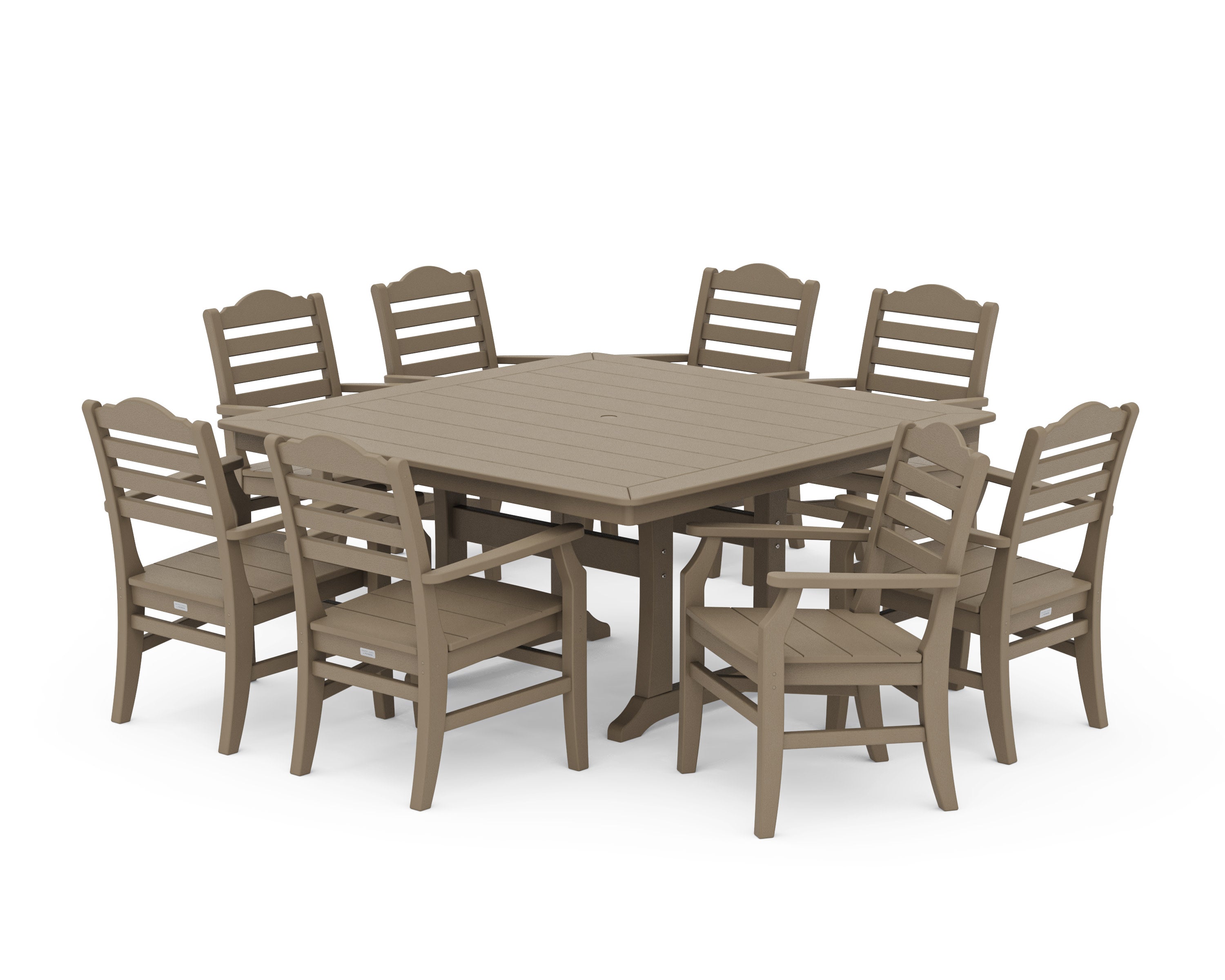 Savannah 9-Piece Square Dining Set with Trestle Legs in Vintage Sahara