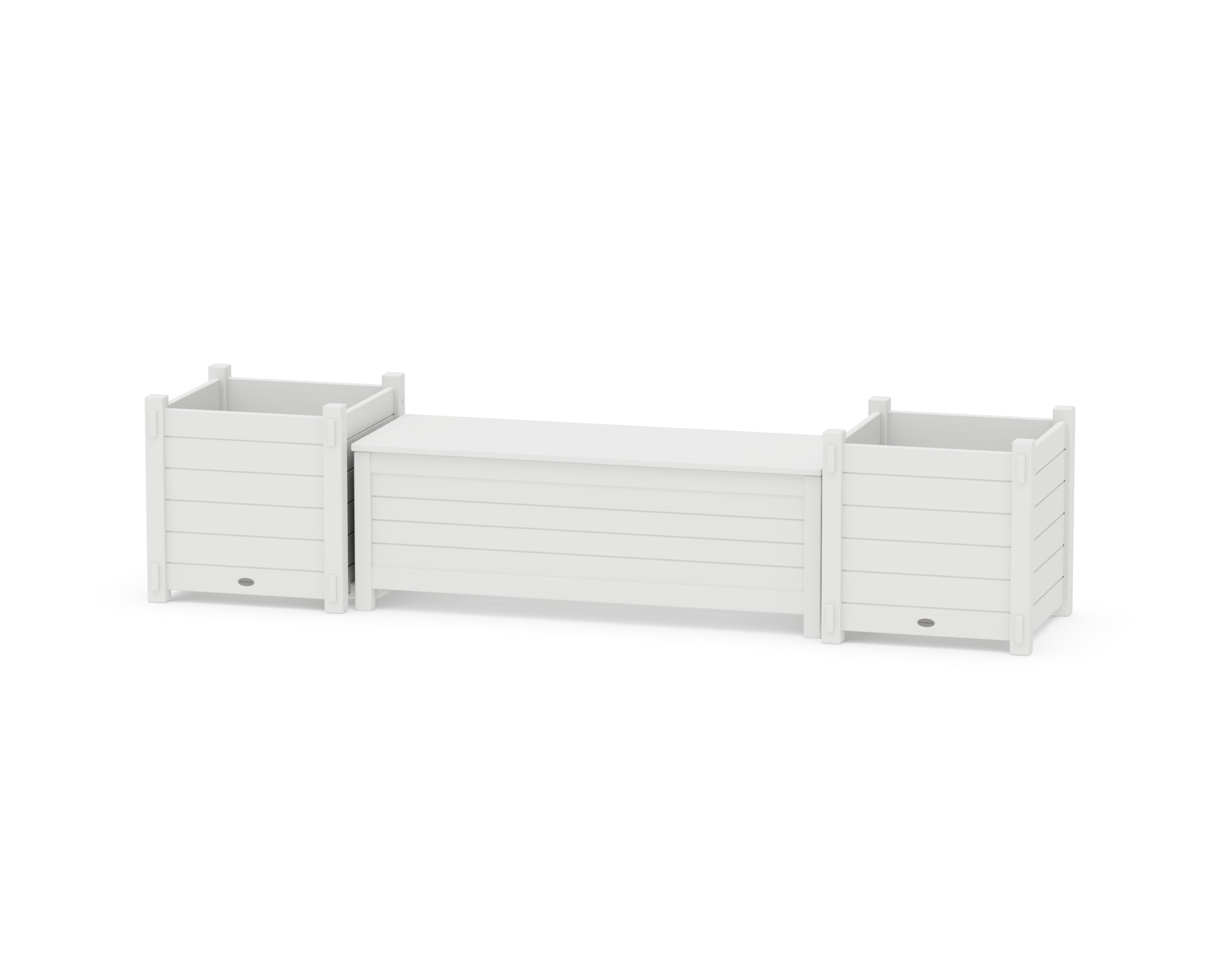 48" Nautical Straight Planter Storage Bench Set- Large in White
