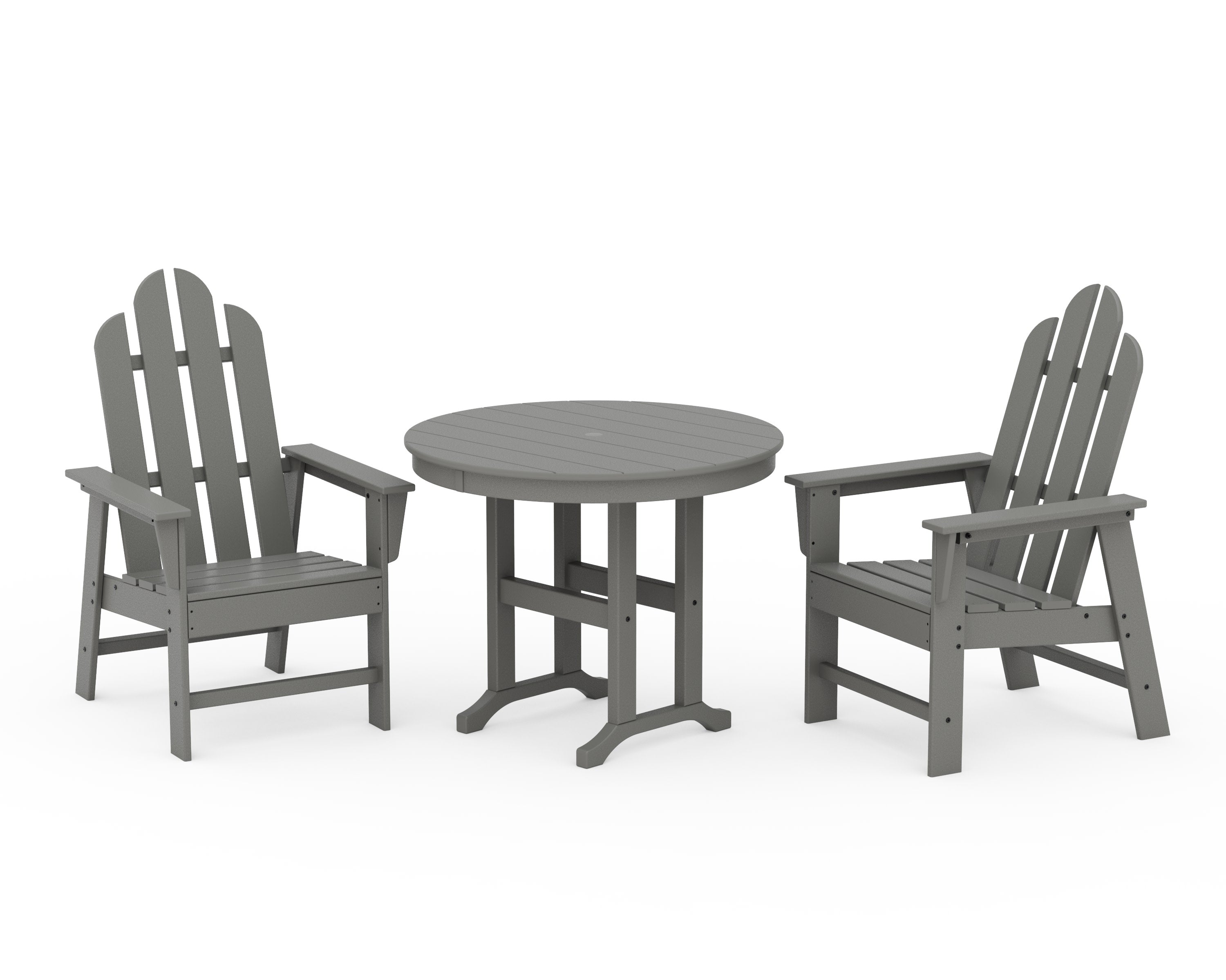 Long Island 3-Piece Round Dining Set in Slate Grey