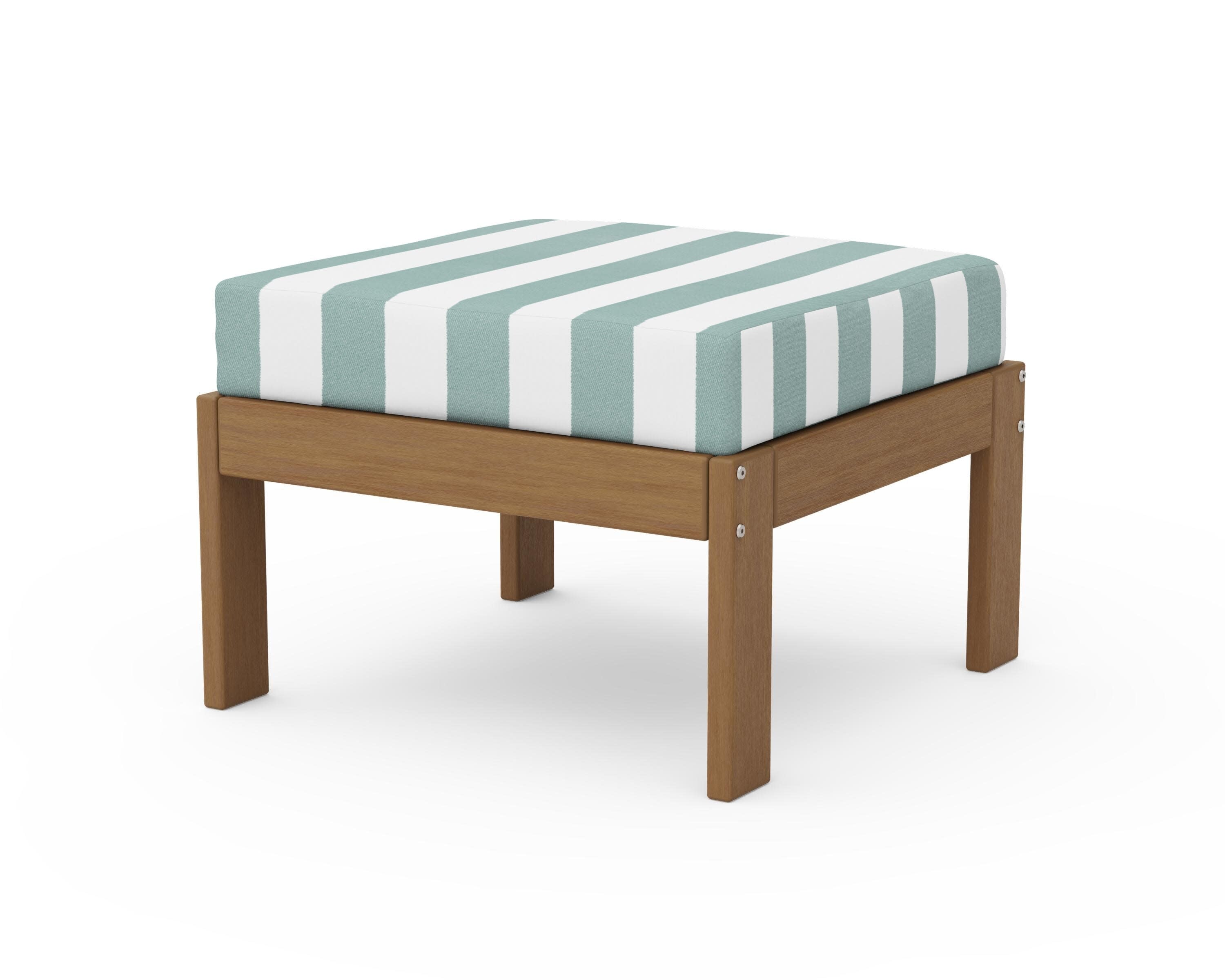 Vineyard Modular Ottoman in Natural / Cabana Stripe Glacier Spa