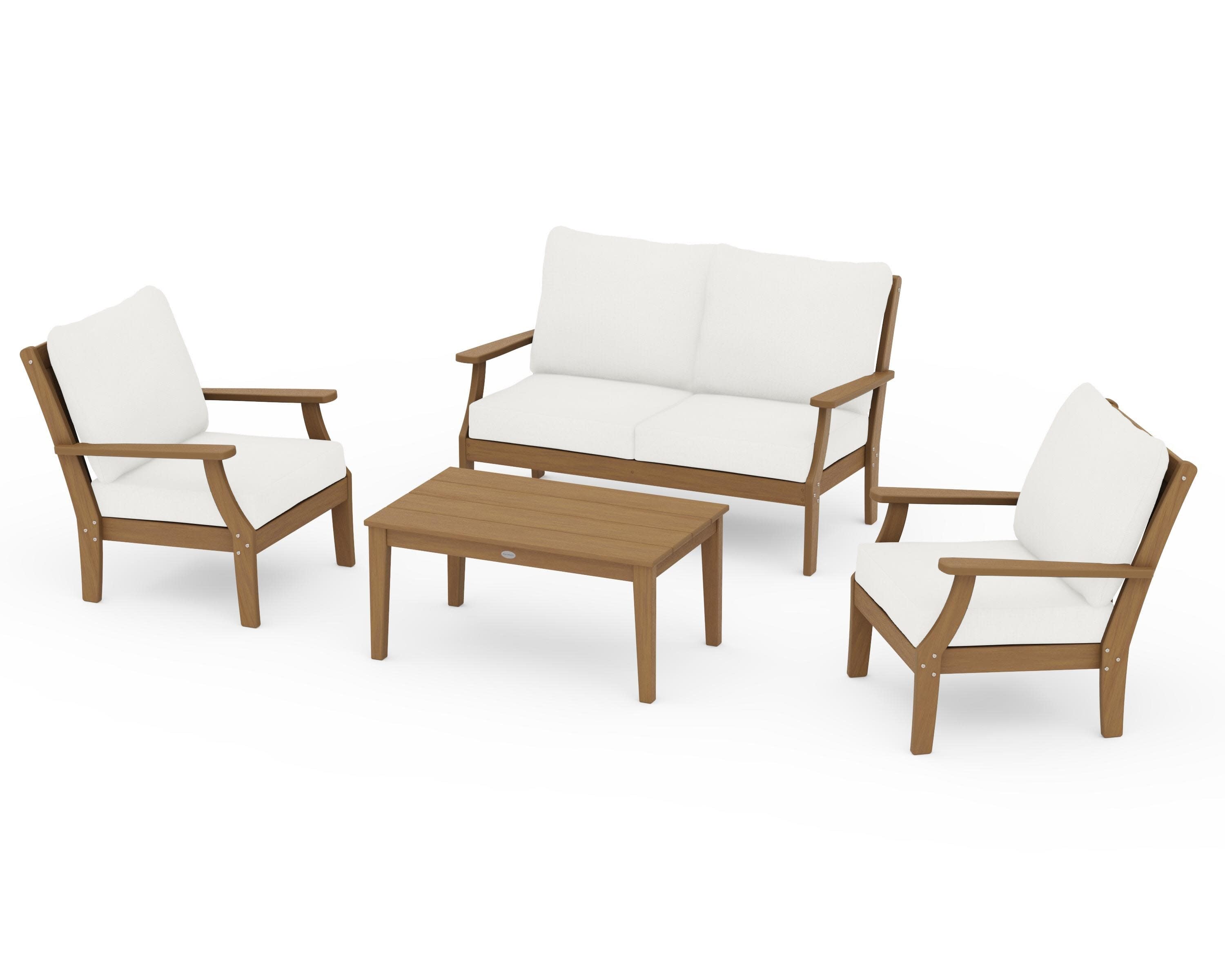 Braxton 4-Piece Deep Seating Chair Set in Natural / Natural Linen