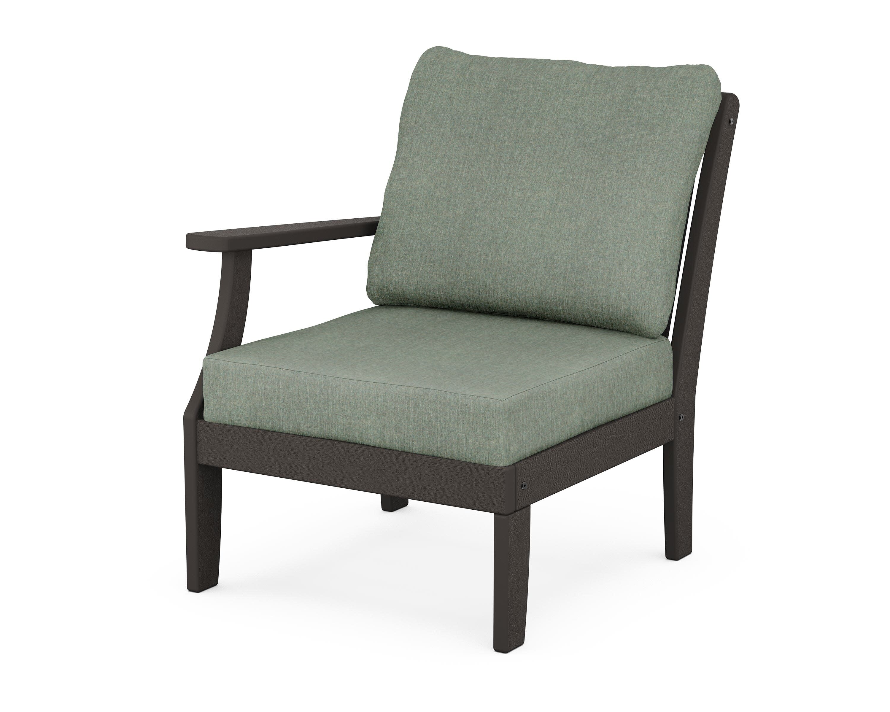 Braxton Modular Left Arm Chair in Vintage Coffee / Cast Sage