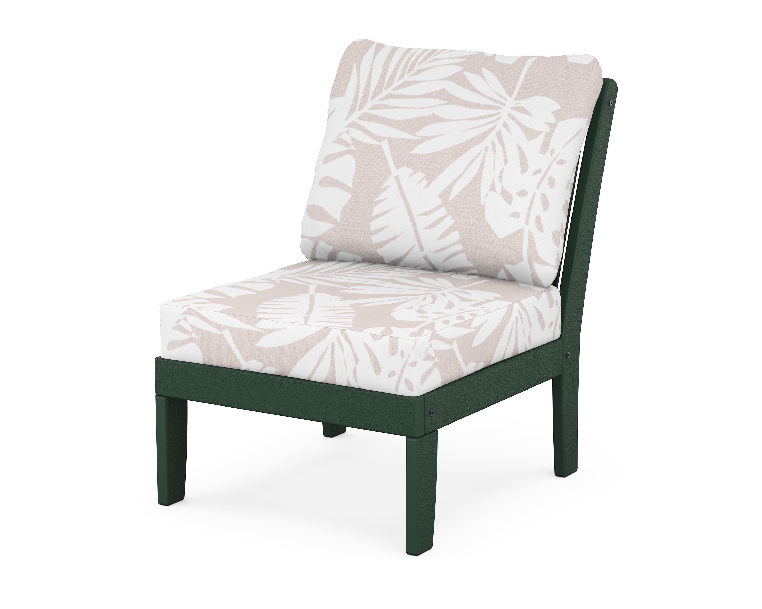 Braxton Modular Armless Chair in Green / Leaf Dune Burlap