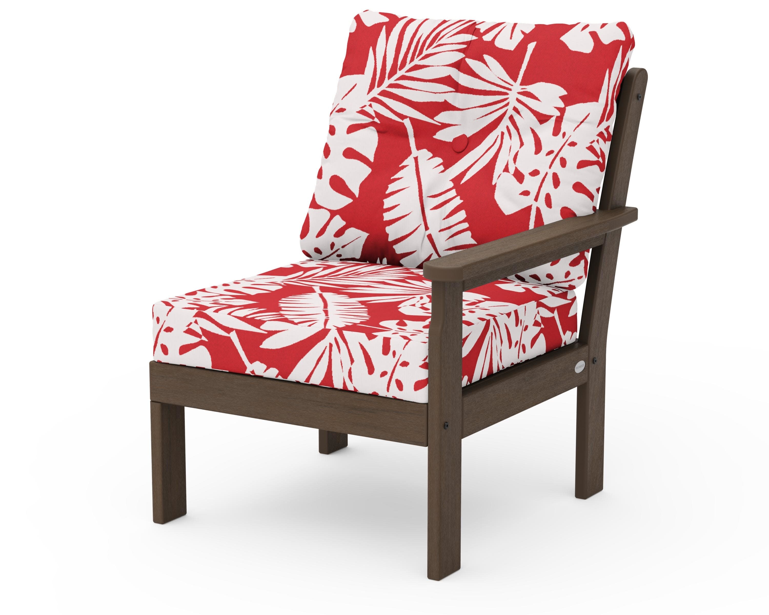 Vineyard Modular Right Arm Chair in Kona / Leaf Crimson