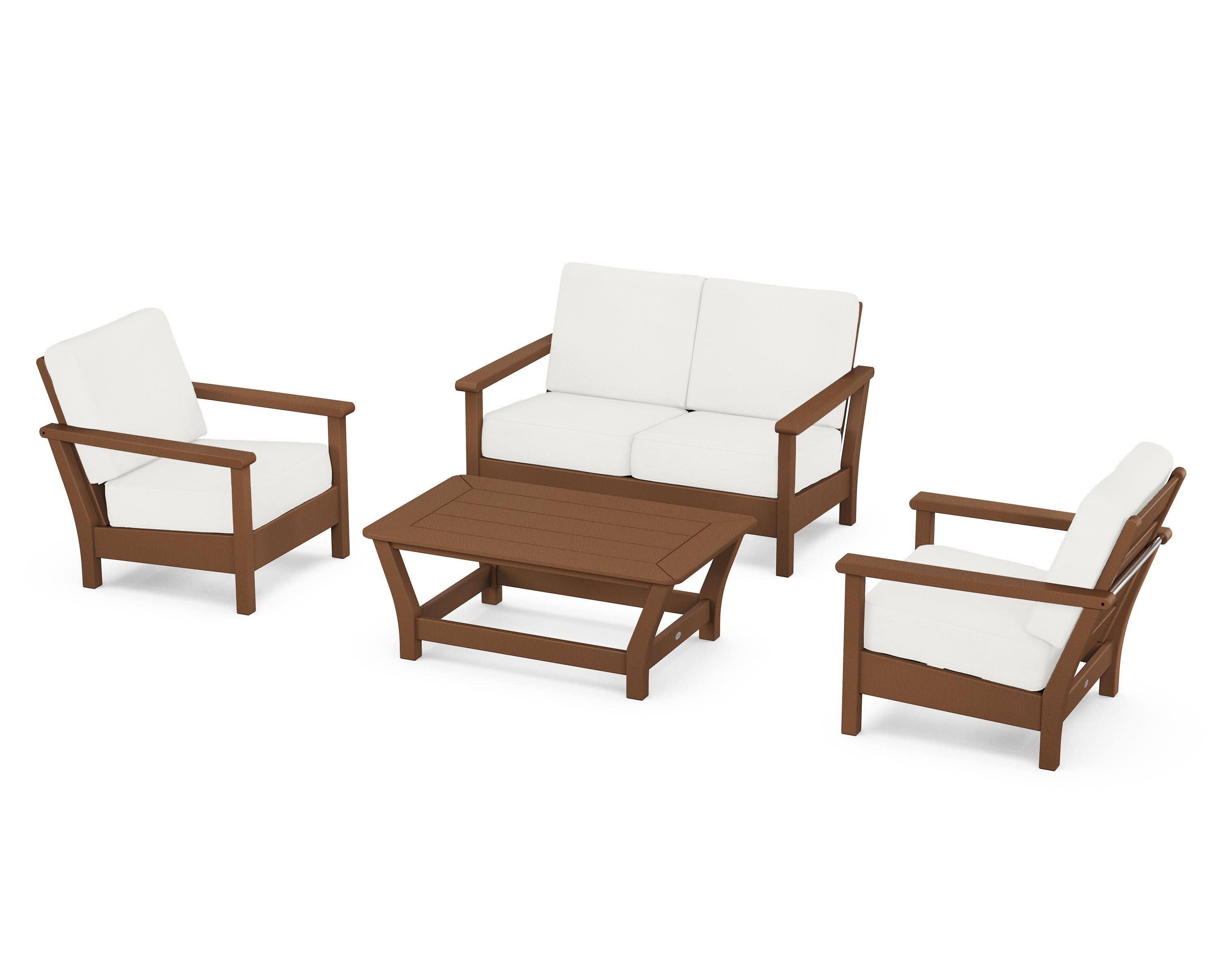 Harbour 4-Piece Deep Seating Set in Teak / Natural Linen