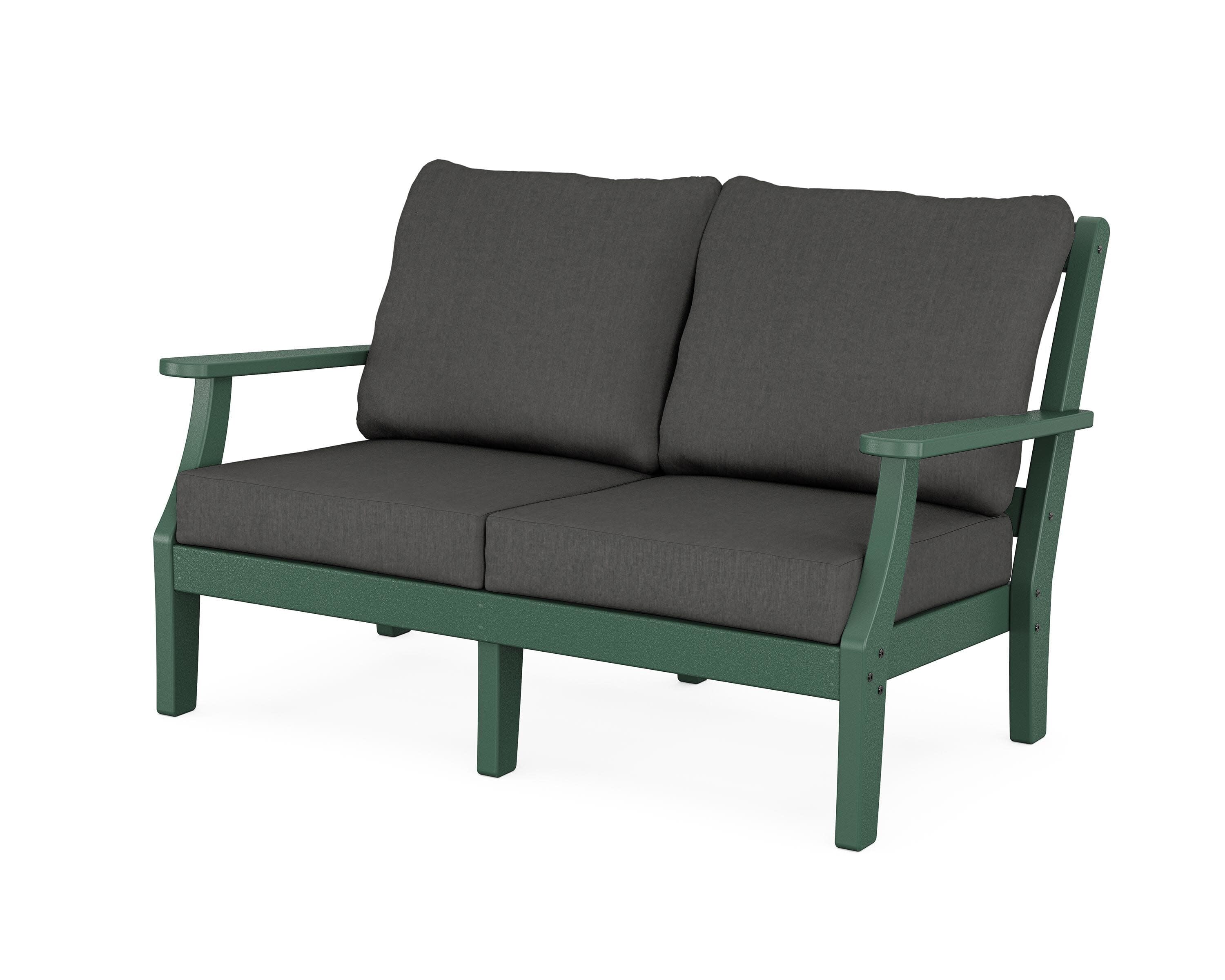 Chinoiserie Deep Seating Loveseat in Green / Spectrum Carbon