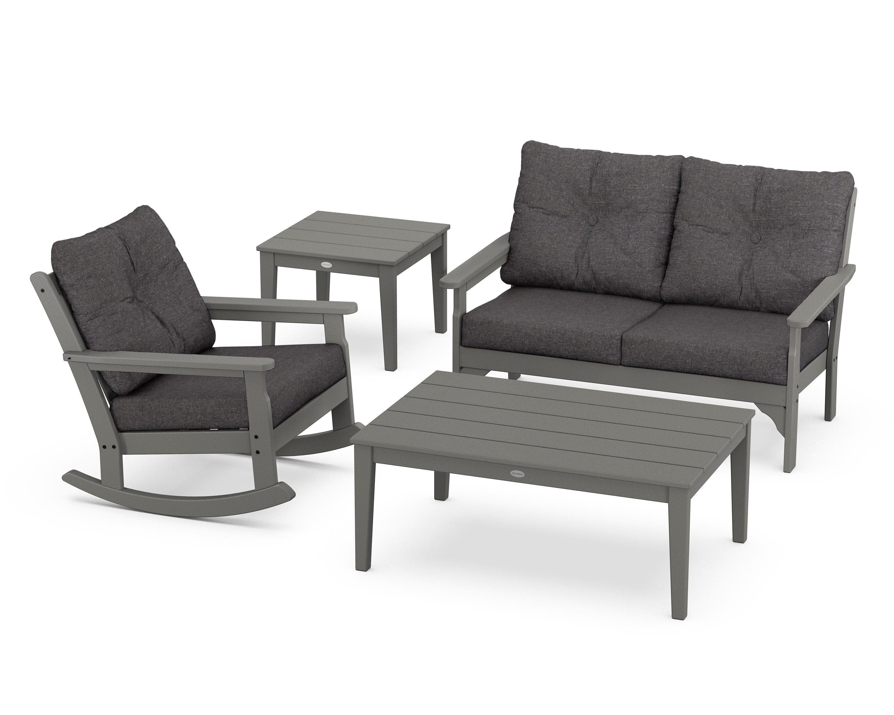 Vineyard 4-Piece Deep Seating Rocker Set in Slate Grey / Ash Charcoal