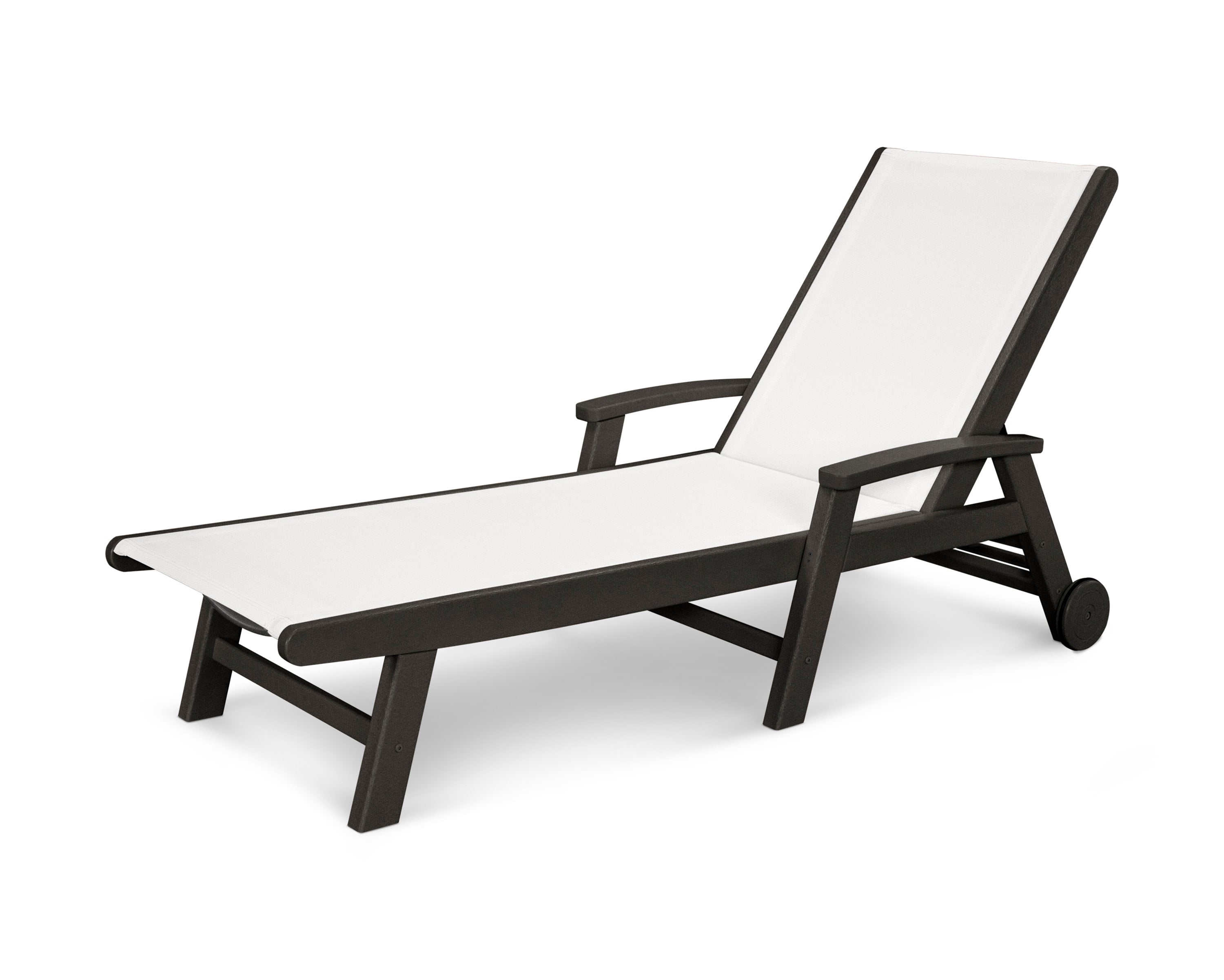 Coastal Chaise with Wheels in Black / White Sling