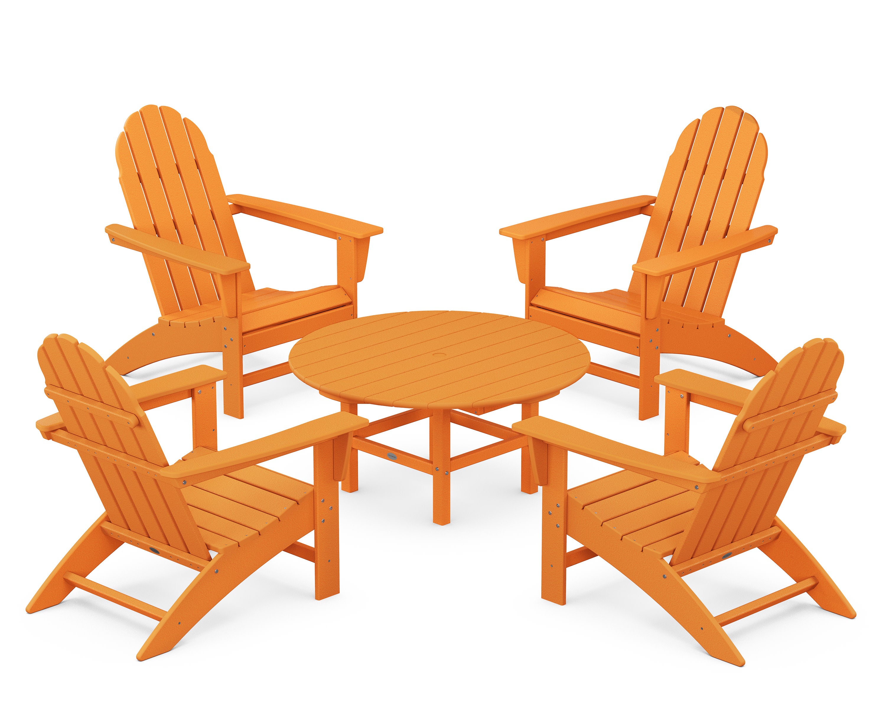 Vineyard 5-Piece Adirondack Chair Conversation Set in Tangerine