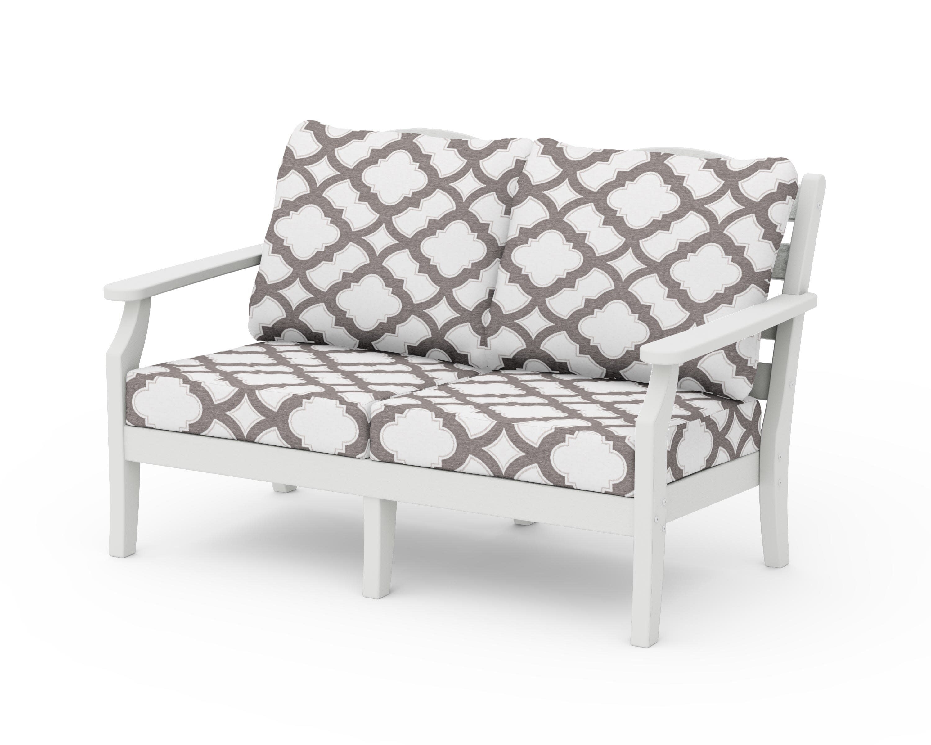 Savannah Deep Seating Loveseat in Vintage White / Trellis Grey Mist
