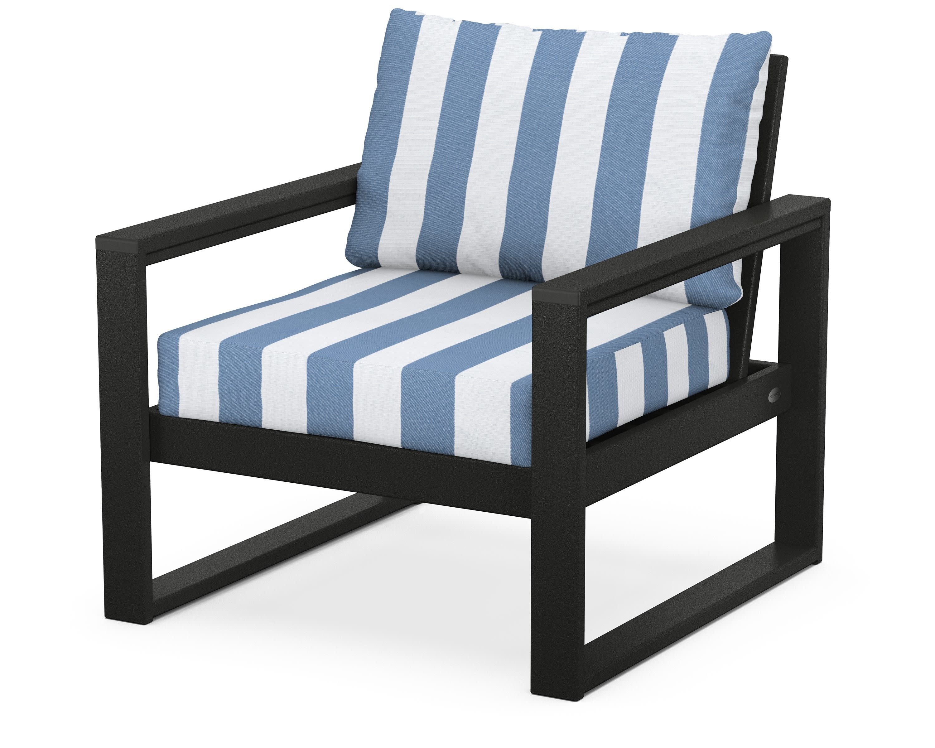 EDGE Club Chair in Black / Cabana Stripe Sky Blue