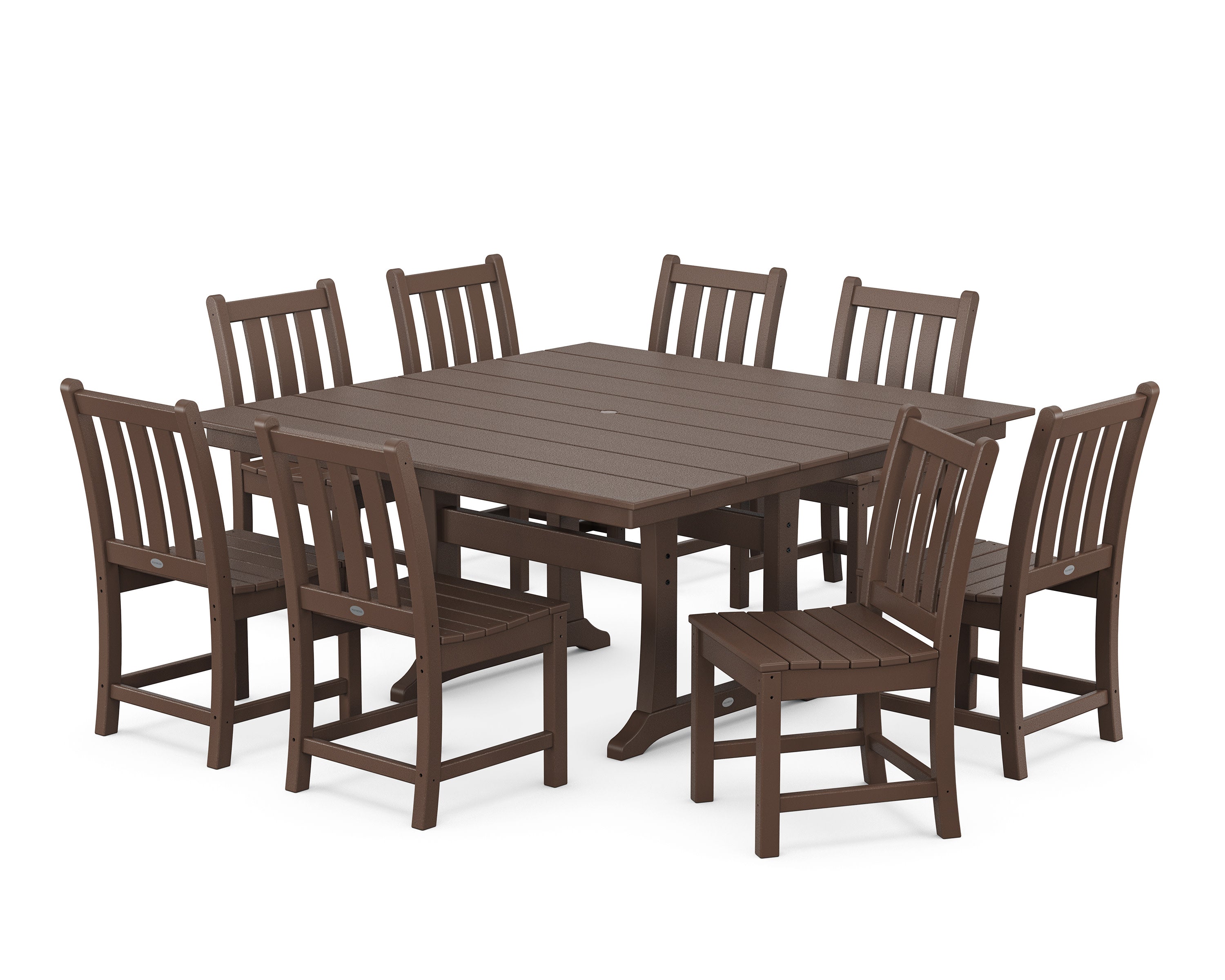 Traditional Garden 9-Piece Farmhouse Trestle Dining Set in Mahogany